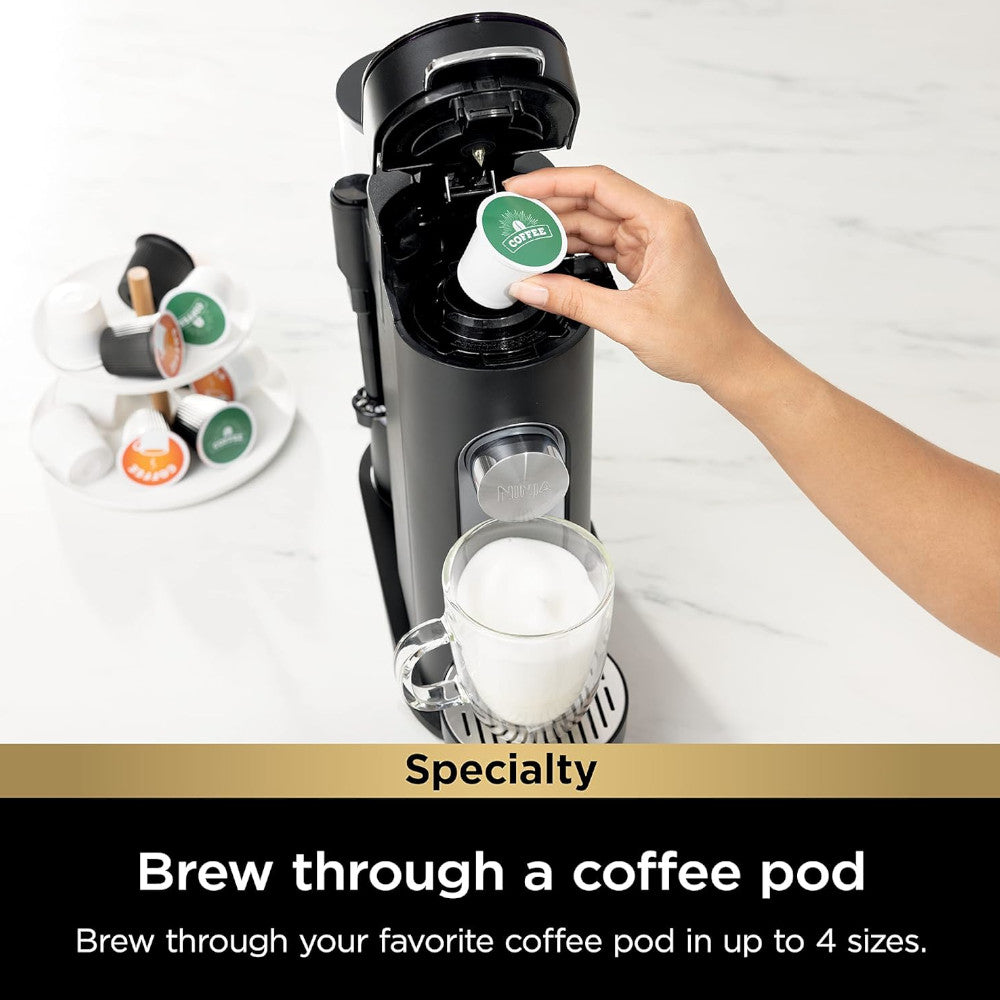 Ninja PB051CCO Single Serve Coffee Maker for Pods & Grounds - Certified Refurbished with Home Essentials Warranty - Perfect for Home, Office & Dorm Use