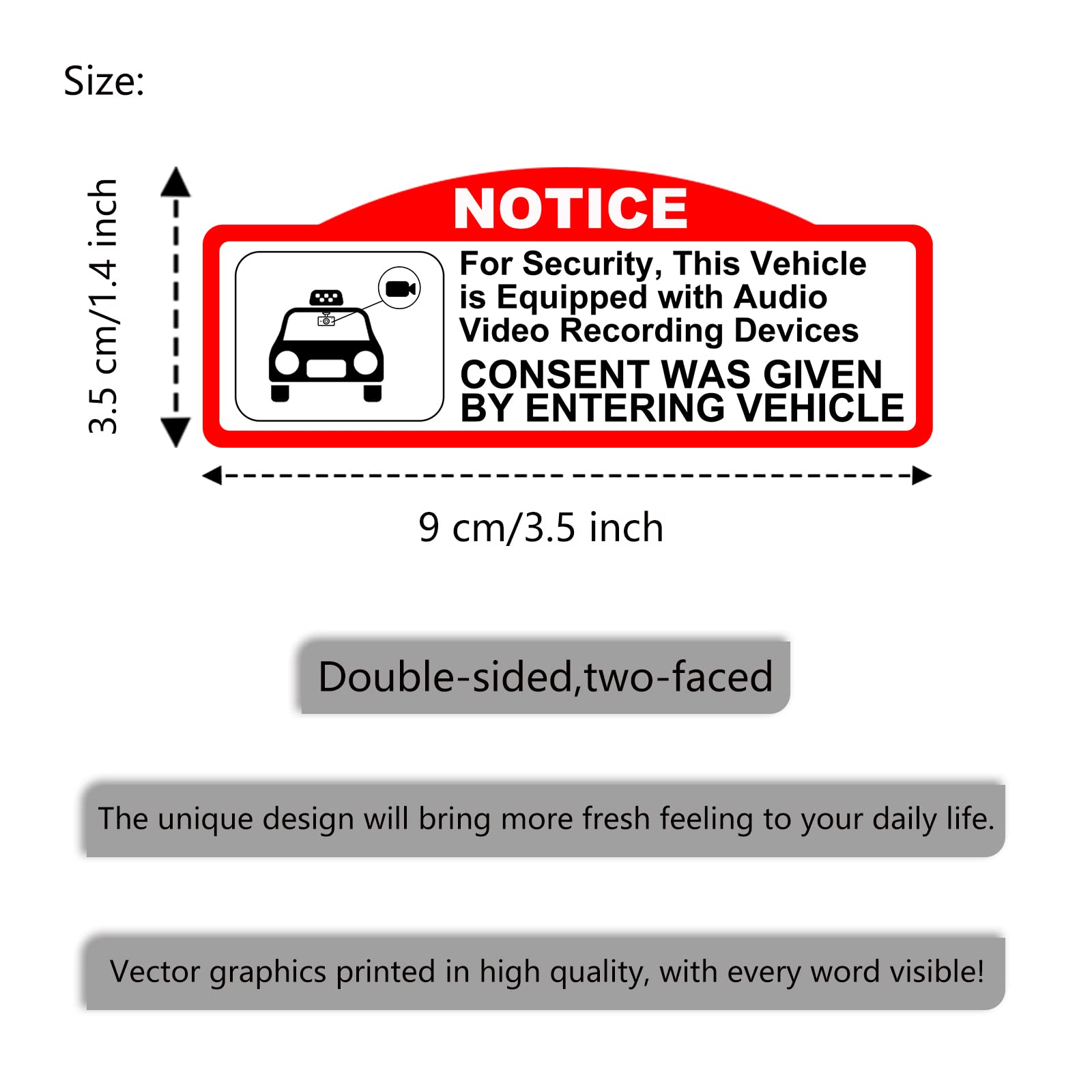 KEANBOLL 8-Pack Car Camera Stickers - Waterproof & Durable for Dash Cams - Road Trip Essentials