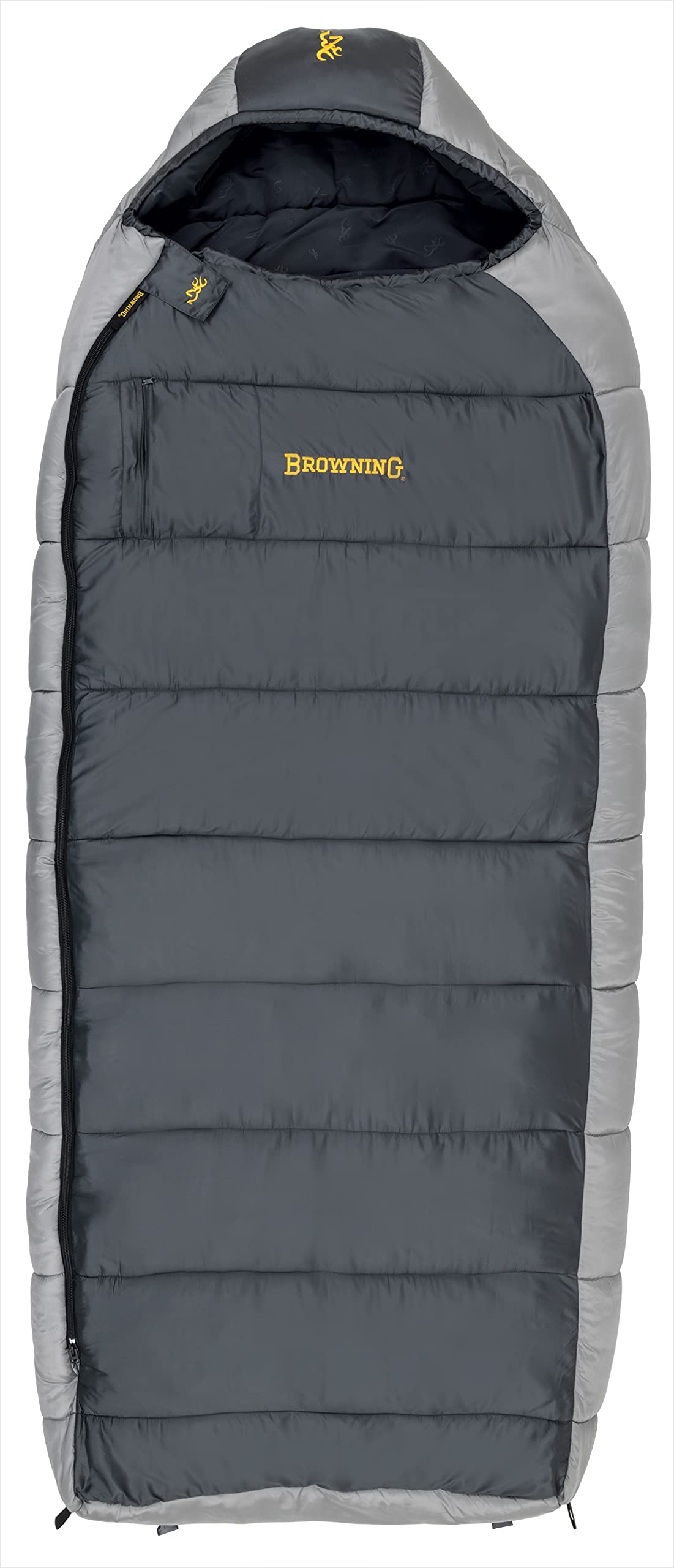 Browning McKinley 0°F Oversized Hooded Rectangle Sleeping Bag - Ripstop Outer & Brushed Polyester Liner - Includes Compression Stuff Sack - Perfect for Camping, Hiking & Cold Weather Adventures