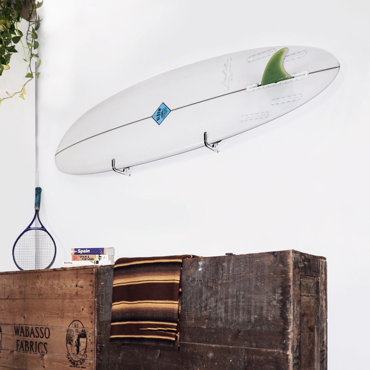 Shepps/Gnarwall Acrylic Horizontal Surfboard Hanger - Wall Mounted Board Rack & Hook for Surf, Skate, Snowboard Storage - Perfect for Garage, Bedroom, or Beach House Organization