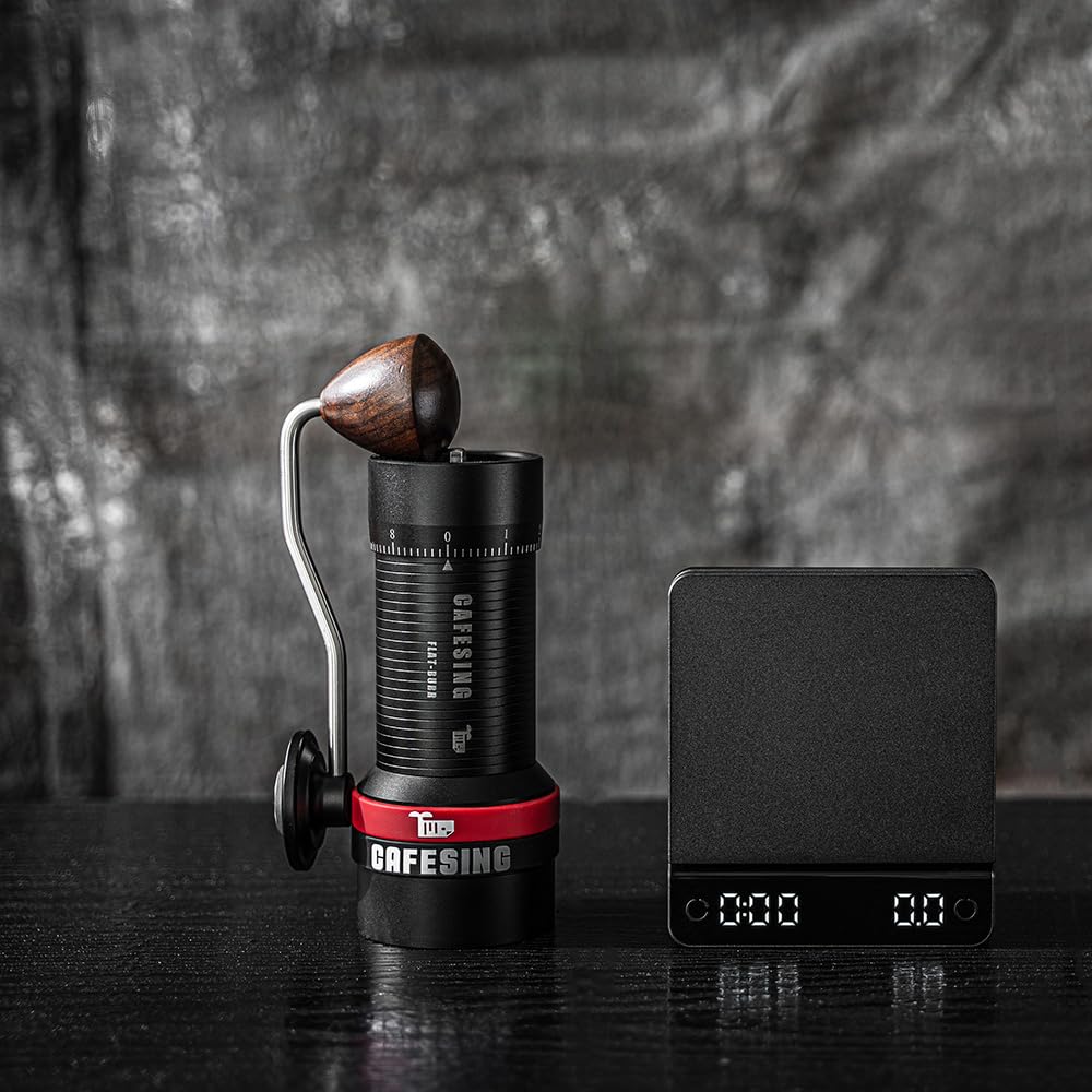 CafeSing ORCA Go Flat Burr Manual Coffee Grinder - Premium Portable Hand Coffee Mill for Espresso, French Press & Pour Over - Perfect for Home, Office & Travel Use