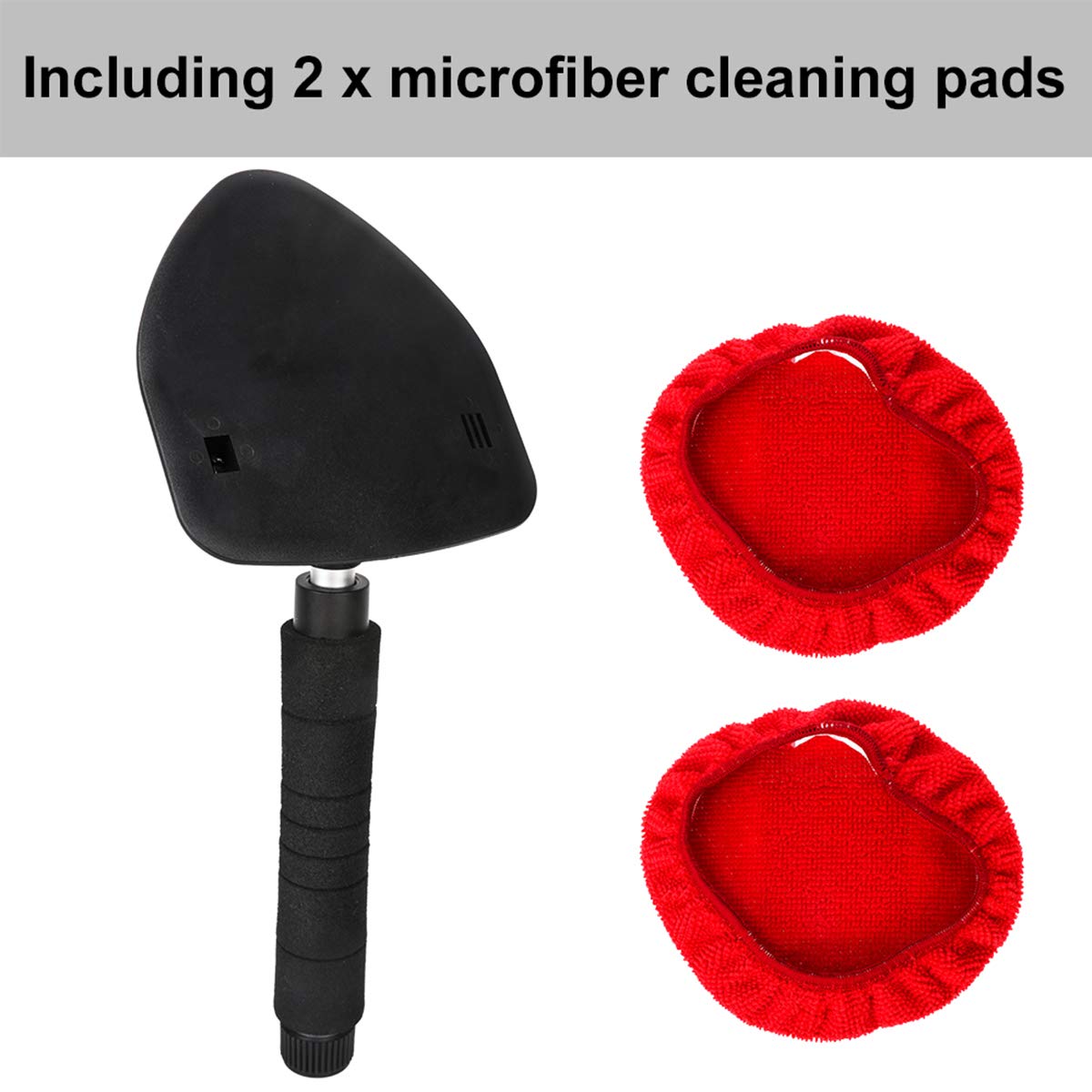 MASO Adjustable Handle Car Windscreen Cleaner - Long Reach Auto Window Glass Cleaning Brush with Microfiber Cloth for Home & Kitchen (Red, 1PCS) - Perfect for Hard-to-Reach Windows and Windshields