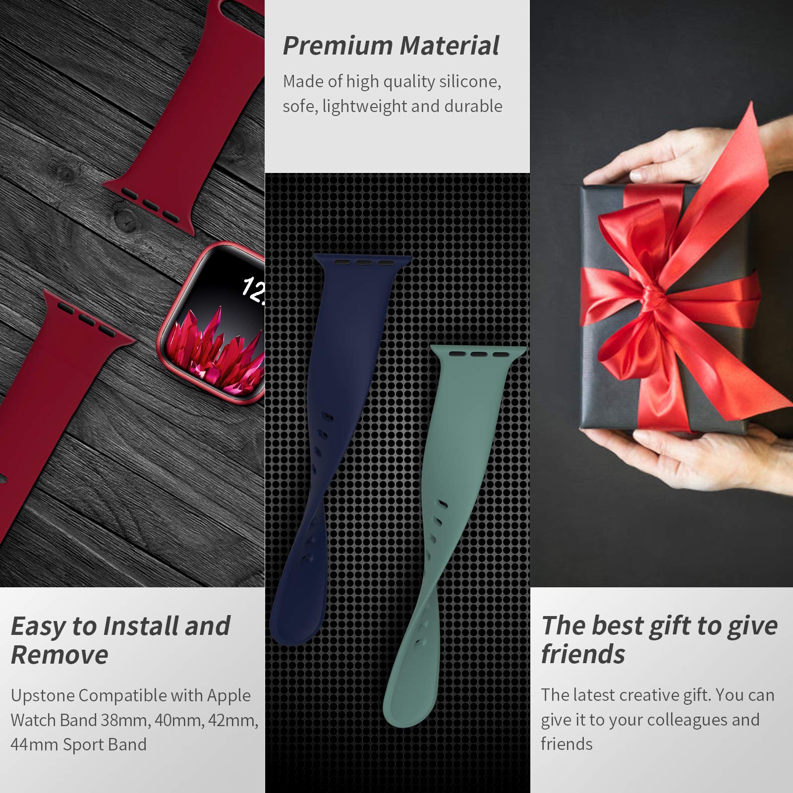 Premium Soft Silicone Sport Bands for Apple Watch Series 1-9, Ultra/Ultra 2 & SE - 38mm 40mm 41mm 42mm 44mm 45mm 49mm - Waterproof, Sweatproof & Comfortable Strap for Men & Women - Perfect for Running, Gym Workouts & Daily Wear