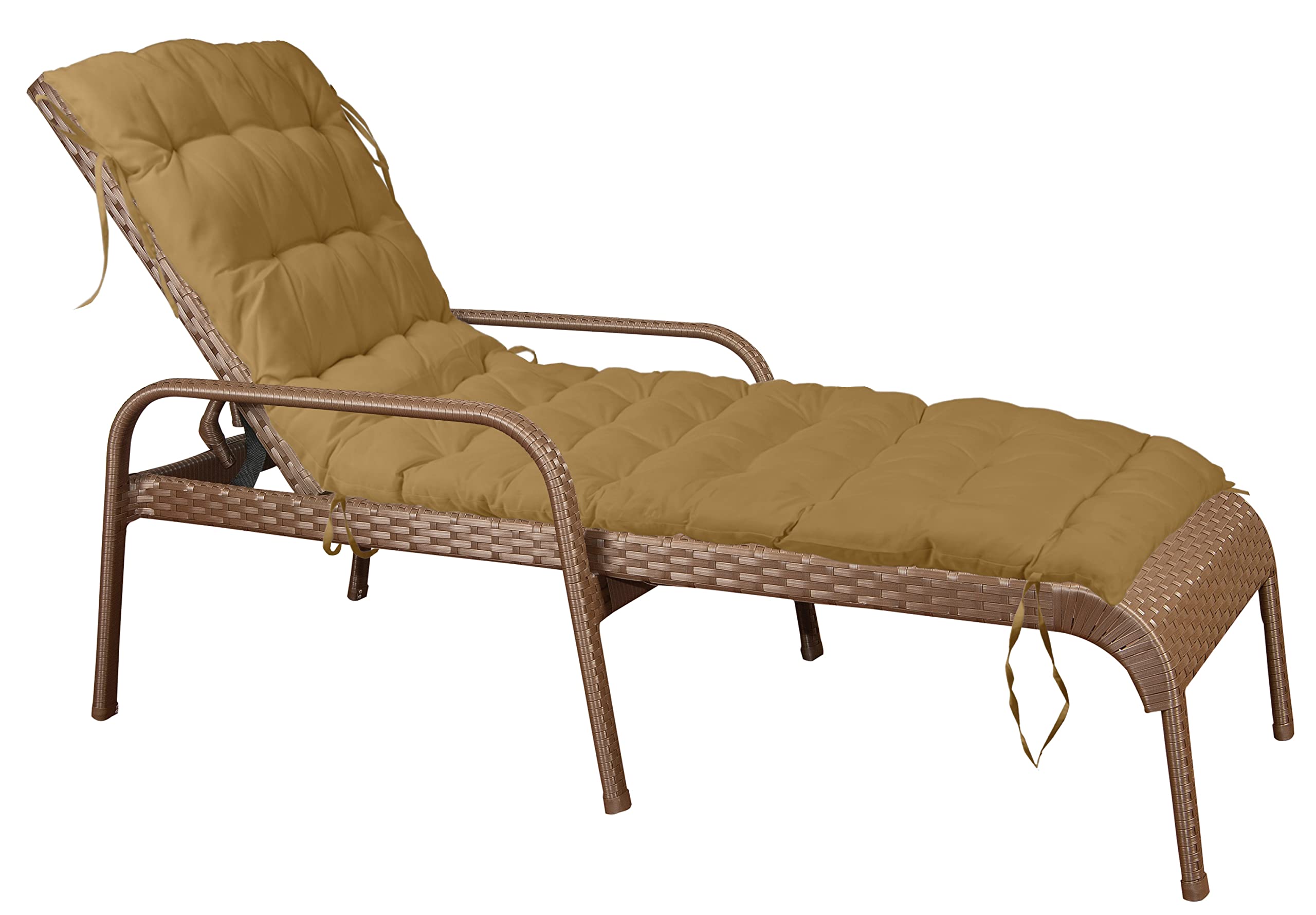 Quilted Thick Padded Rocking Chair Cushion with Ties - 74 x 23 Inch Recliner & Chaise Lounge Seat Cushion - Beige Outdoor Garden Furniture Cushion for Patio, Deck, and Terrace Bench - Water-Resistant & Comfortable Support