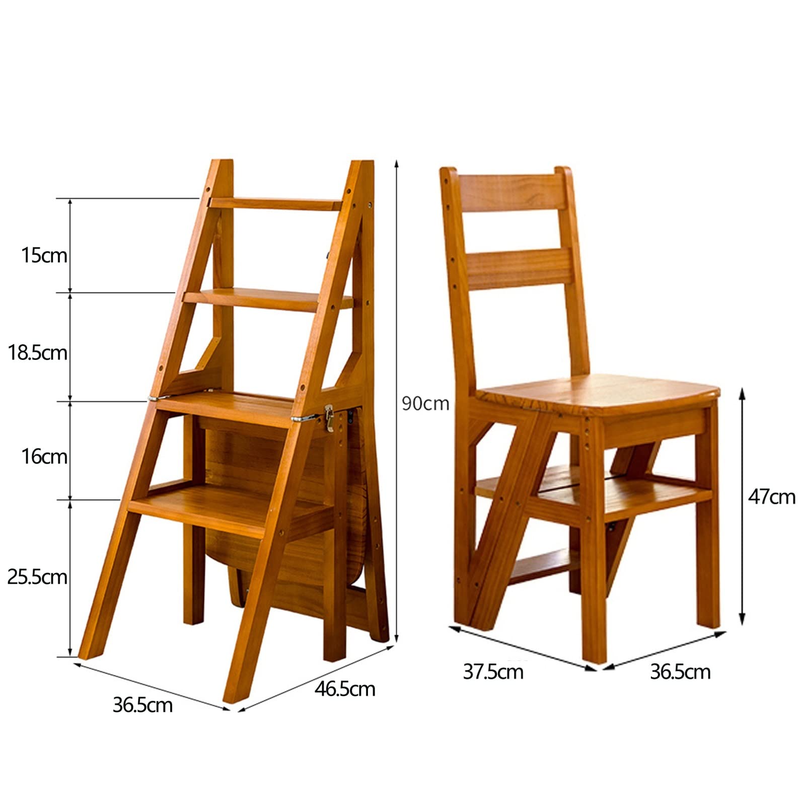 Foldable Wooden Step Stool Chair with Scissor Ladder - Multi-Functional Folding Library Stool for Kitchen, Office & Home Use - Perfect for Reaching High Shelves & Storage Spaces