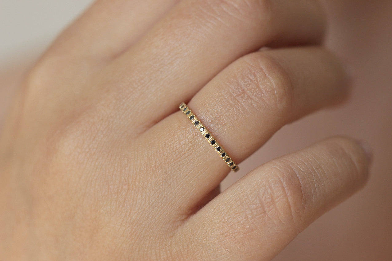 Black Diamond Eternity Ring for Women - 14K White Gold Wedding Band, Anniversary Gift for Her - Perfect for Engagement, Proposal & Special Occasions