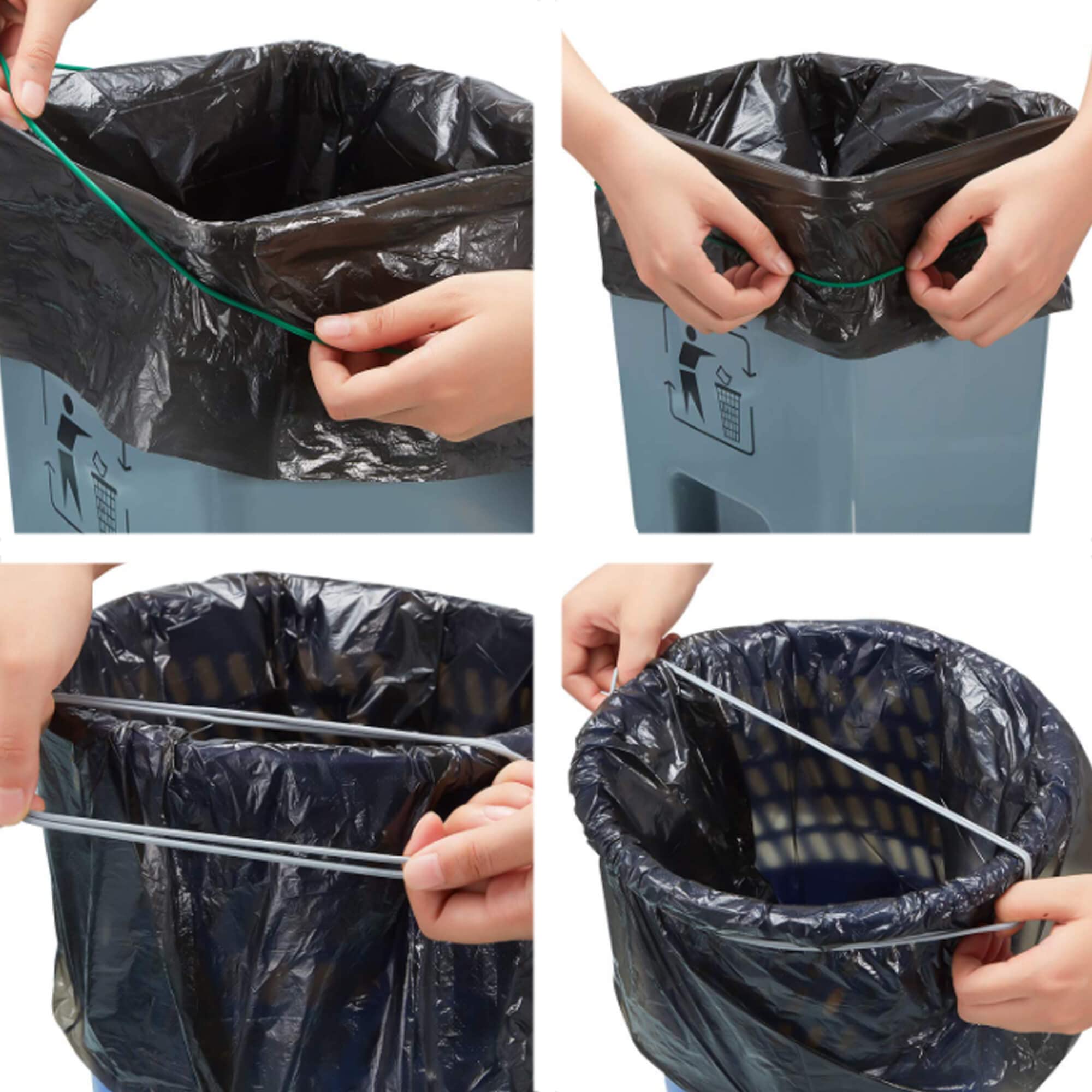 Durable Black Trash Can Bands Set of 3 - Strong Elastic Garbage Bag Holders for Kitchen, Bathroom & Office - Perfect for Home, School, Indoor & Outdoor Use