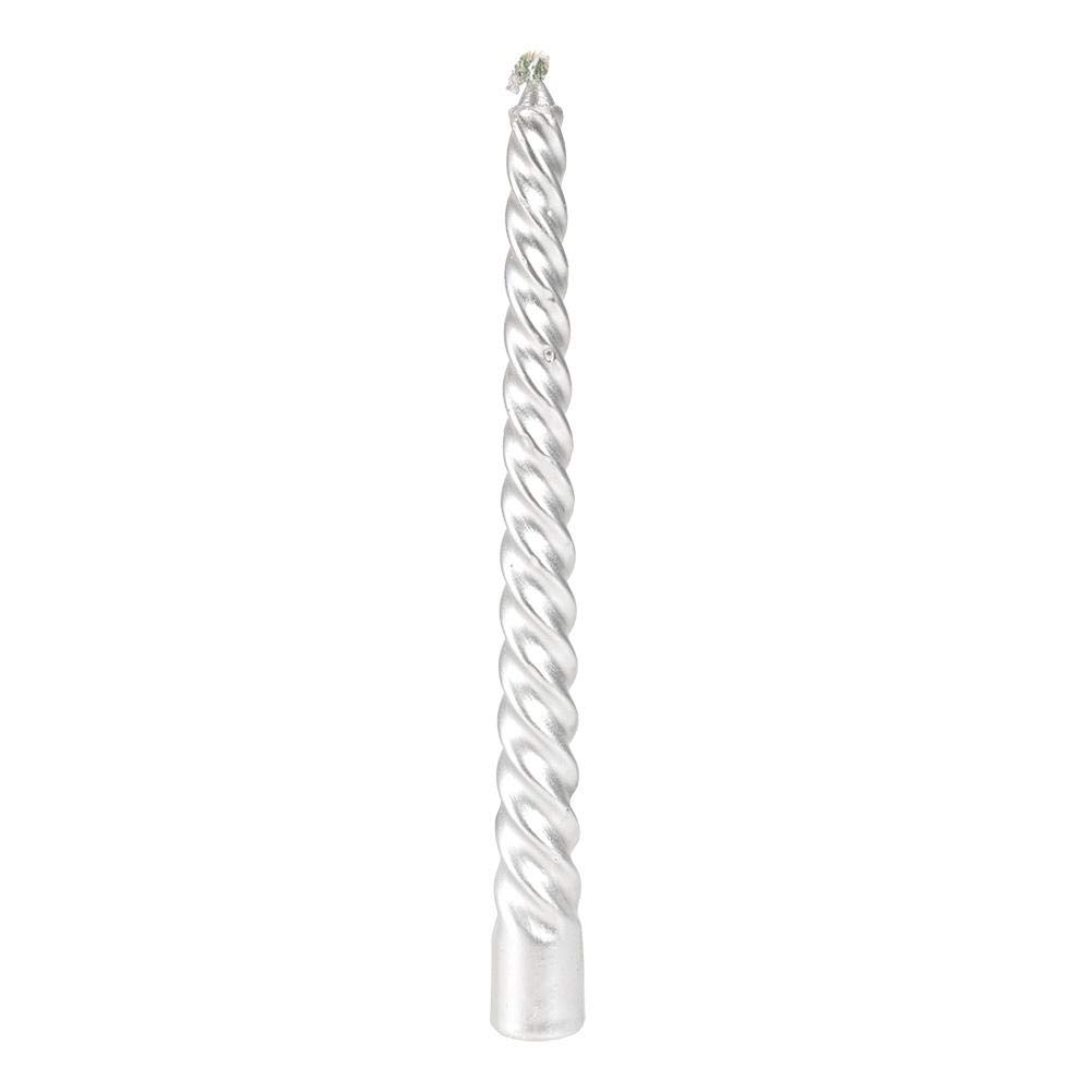 Furnoor 4-Piece Modern Long Candles Set - Silver Elegant Taper Candles for Home Decor, Christmas, Wedding, Romantic Candlelight Dinner & Holiday Centerpieces