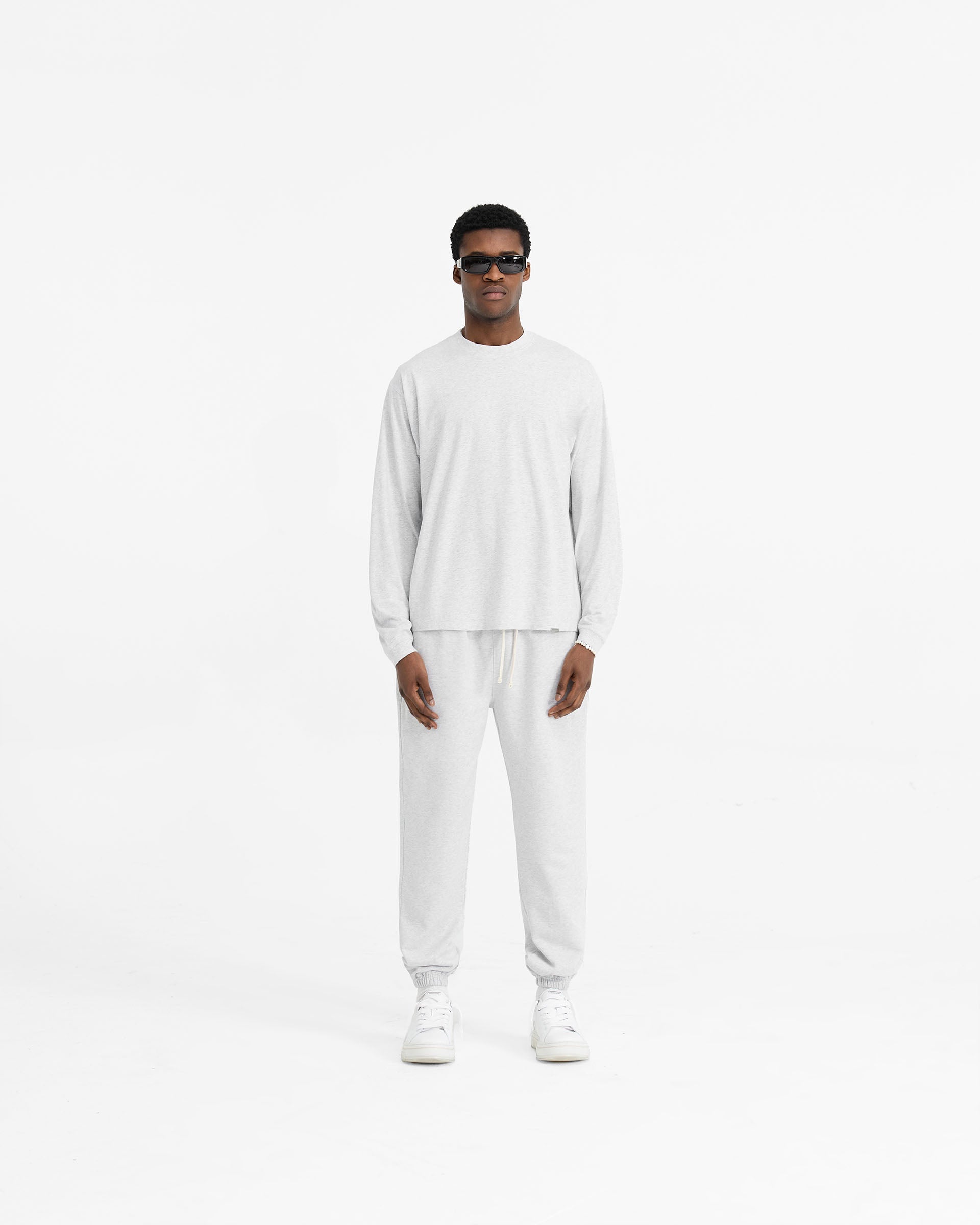 Initial Long Sleeve T-Shirt for Men - Ice Grey Marl Cotton Casual Shirt | Perfect for Everyday Wear, Layering & Street Style