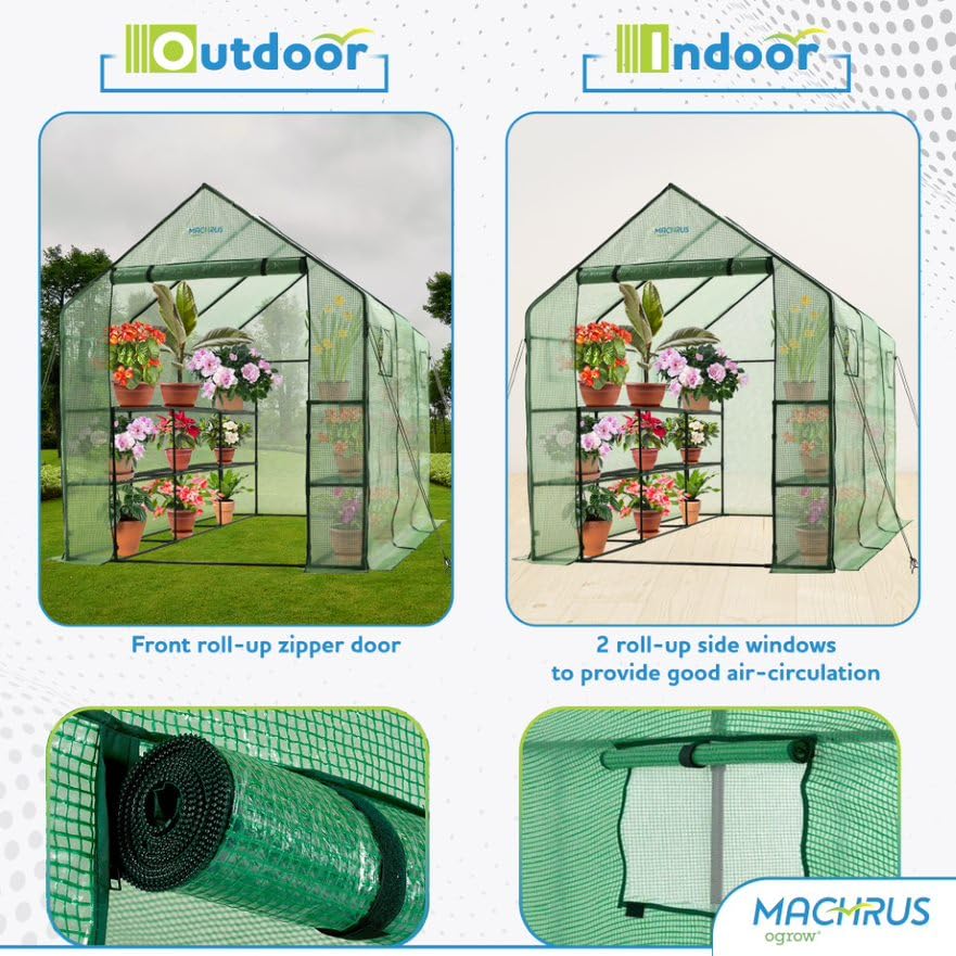 Machrus Ogrow Greenhouse Kit - Multiple Sizes for Outdoor Gardening | Small, Mini & Standard Greenhouses for Plants, Vegetables & Flowers | Perfect for Backyard, Patio & Balcony Gardening