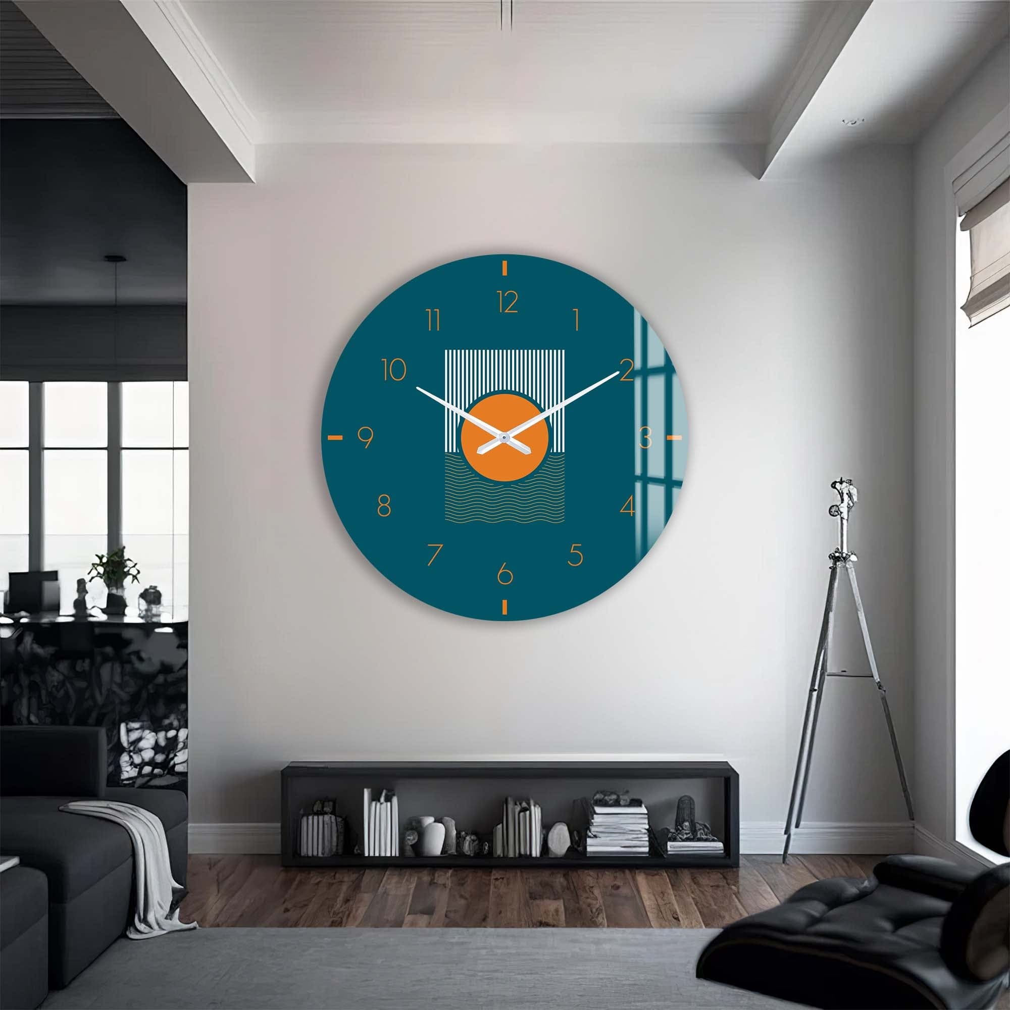 Soluna Modern Glass Wall Clock - Large 12 Inch Silent Non-Ticking Battery Operated - Perfect for Living Room, Bedroom, Office & Kitchen Decor