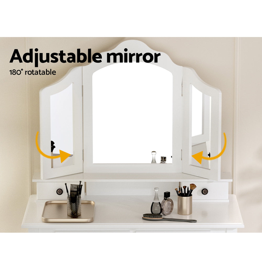 White Vanity Dressing Table with Mirror - Perfect for Bedroom, Makeup & Beauty Station