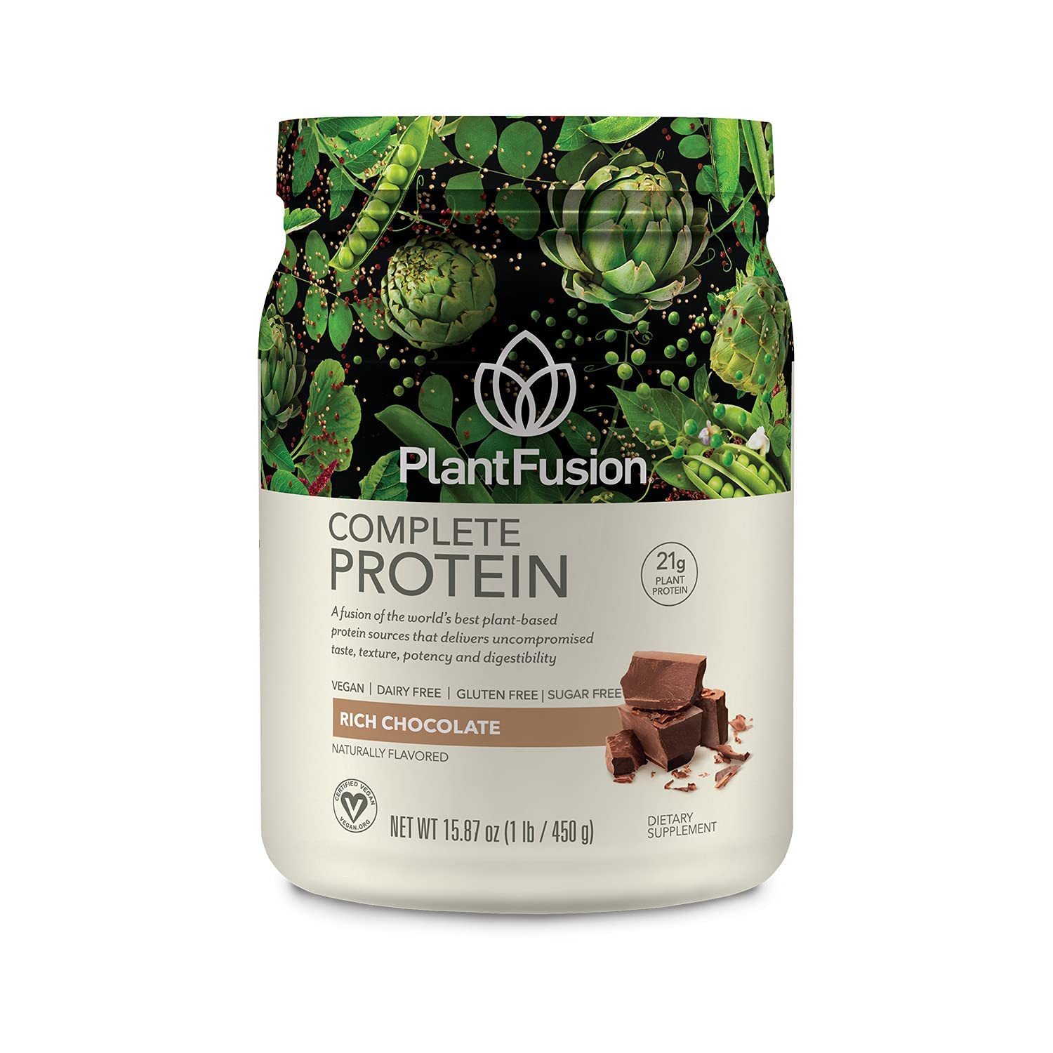 PlantFusion Complete Plant-Based Pea Protein Powder Bundle - Non-GMO, Vegan, Dairy-Free, Gluten-Free, Soy-Free, Allergy-Friendly with Digestive Enzymes - Vanilla Bean & Chocolate (1 lb) - Perfect for Post-Workout Recovery, Smoothies & Healthy Meal Replacement