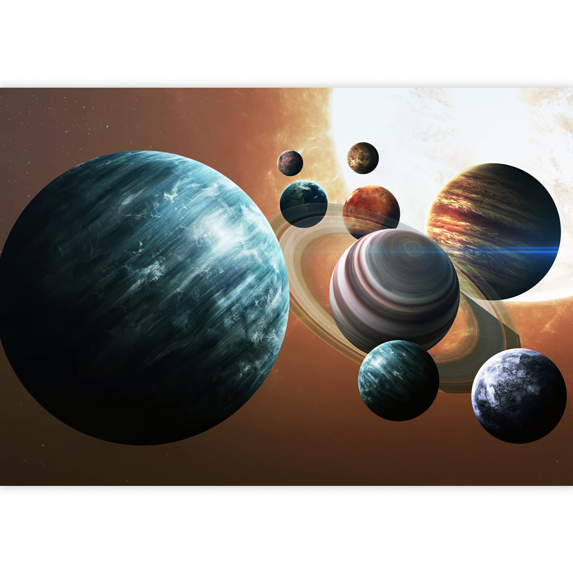 Removable Peel and Stick Wallpaper - Giant Planets Universe Wall Mural (66x96 inches) for Bedroom Decor, Living Room, Nursery & Home Office