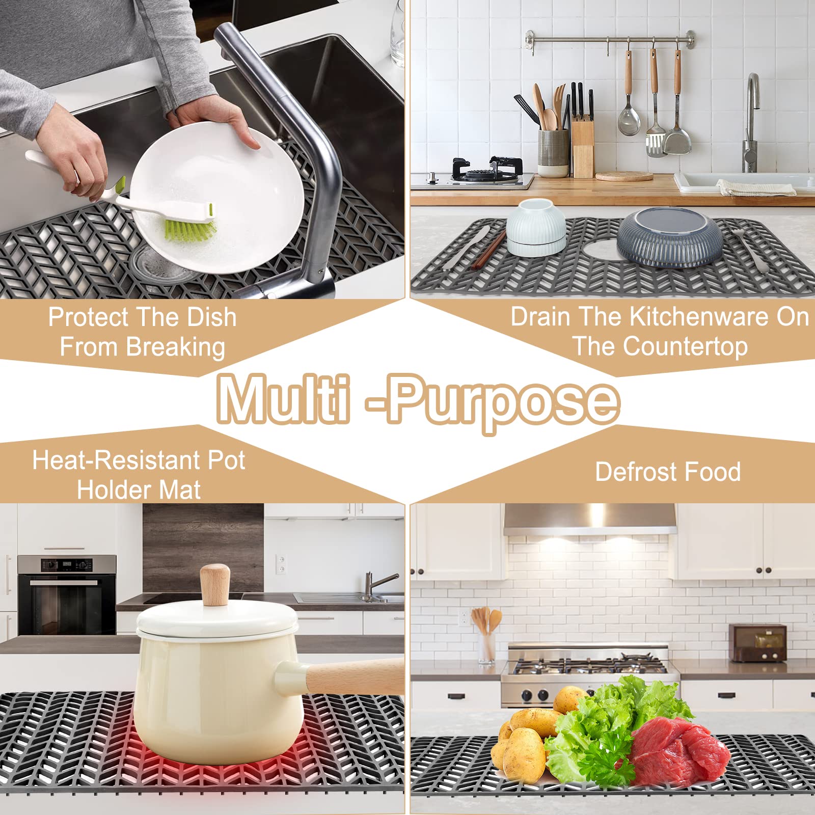 Non-Slip Silicone Sink Protector Mat - 26