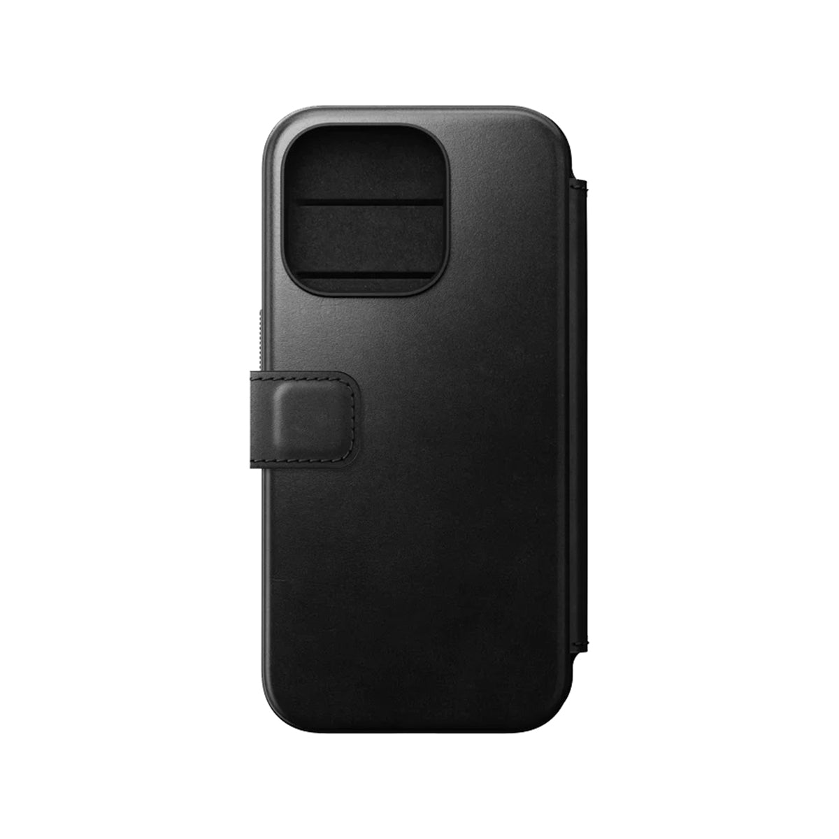 Premium Nomad Horween Leather Folio Case for iPhone 15 Pro - Black | Slim Protective Wallet Cover with Card Slots | Perfect for Business & Travel Use