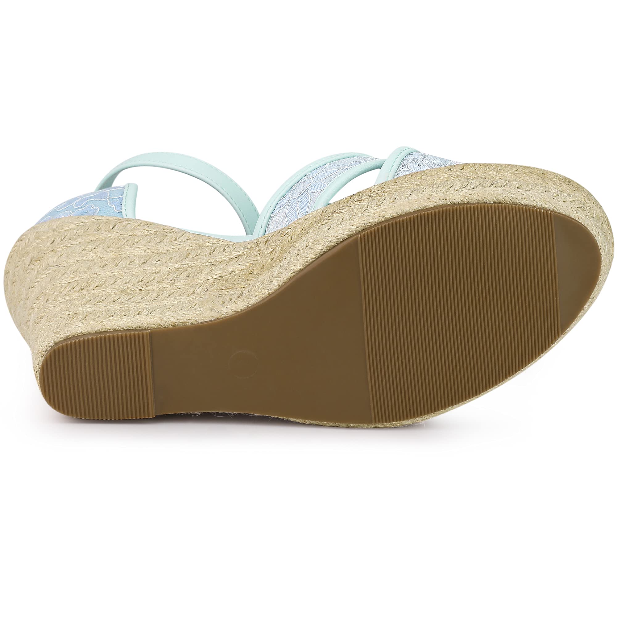 Allegra K Women's Espadrilles Wedge Sandals with Lace Detail - Comfortable Summer Casual Shoes for Beach, Wedding & Outdoor Activities