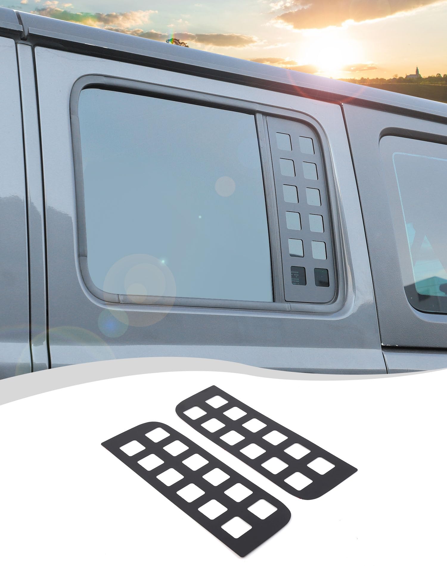 Hoolcar Aluminum Alloy Rear Door Window Decals for Jeep Wrangler JL Unlimited 4-Door & Gladiator JT (2018-2024) - Durable Glass Panel Cover, Exterior Accessories for Off-Road Adventure & Car Customization