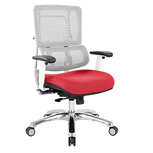 Polished Aluminum Base and Rouge Fabric Seat