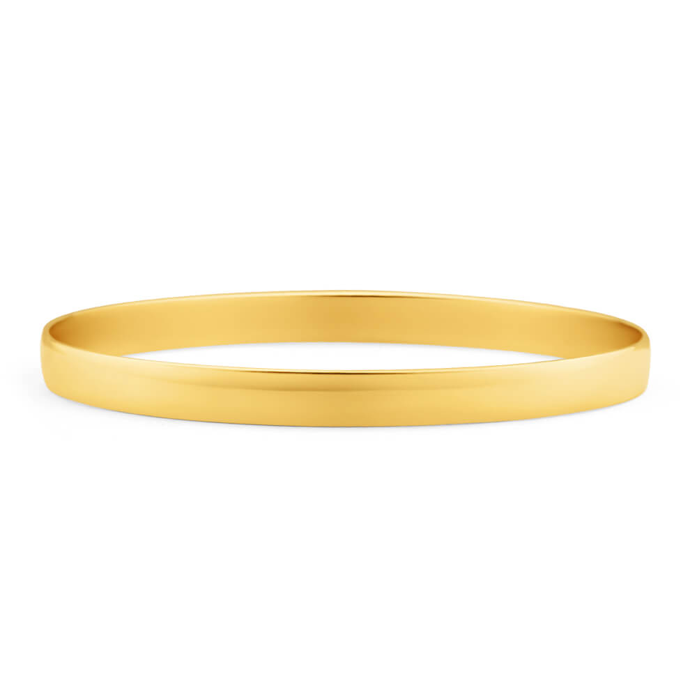 9ct Yellow Gold Bangle Bracelet for Women - Elegant & Durable 14K Gold Plated Jewelry - Perfect for Weddings, Parties & Everyday Wear