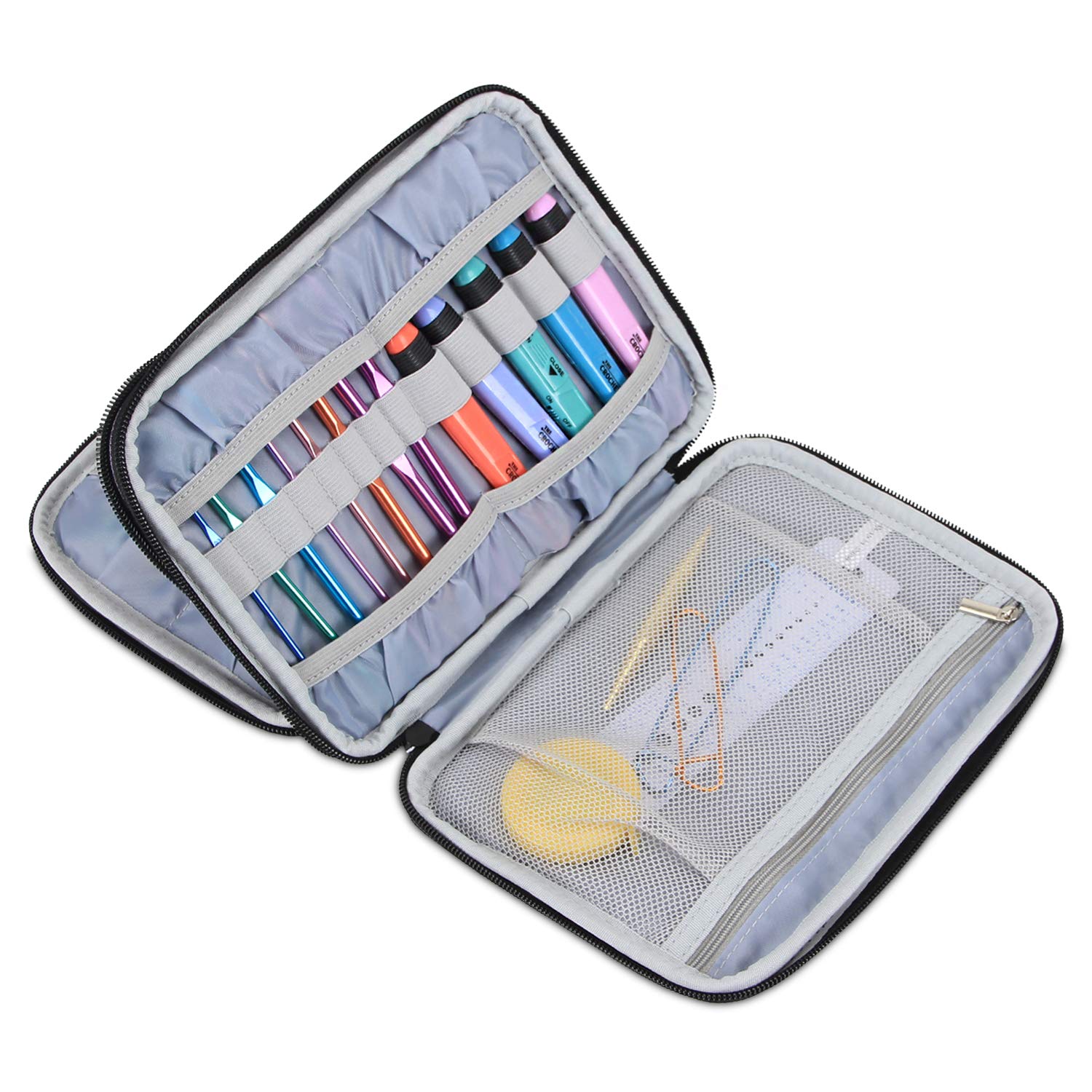 Premium Crochet Hook Organizer - Large Purple Travel Storage Case for Swing & Lighted Crochet Hooks, Needles (Up to 8 Inches) and Knitting Accessories | Perfect for Crafters, On-the-Go Projects & Yarn Enthusiasts