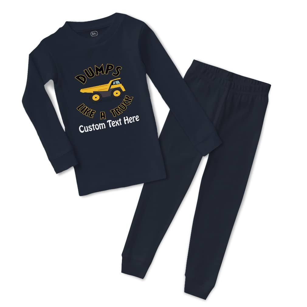Custom Cotton Toddler Pajamas for Boys & Girls - 'Dumps Like A Truck' Dump Truck Print - Snug Fit Sleepwear for Kids | Perfect for Bedtime & Playtime