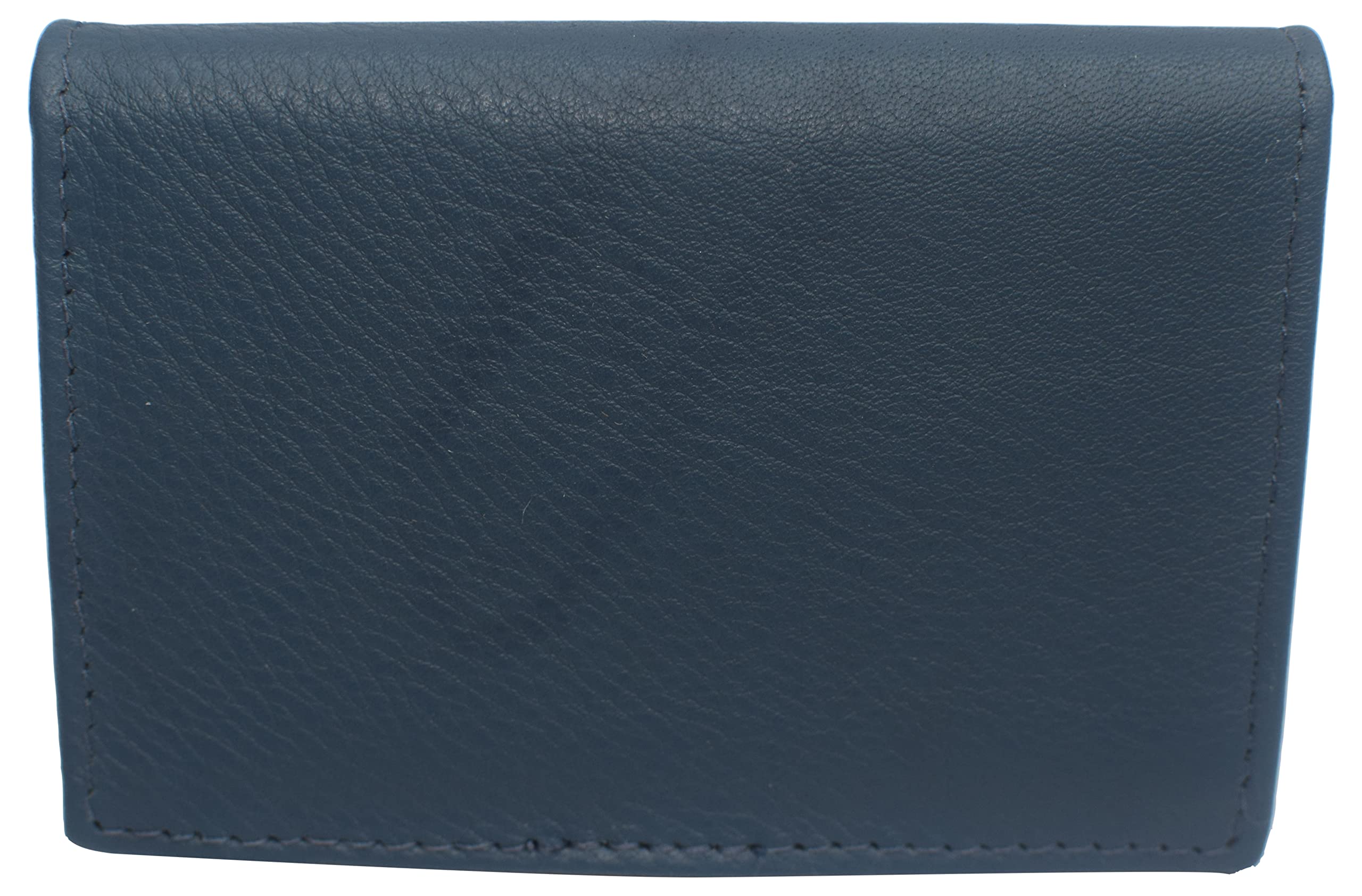 Premium Genuine Leather Business Card Holder - RFID Blocking Credit Card Wallet with ID Window - Slim & Durable Name Card Case for Men & Women - Perfect for Office, Travel, and Networking (Blue)