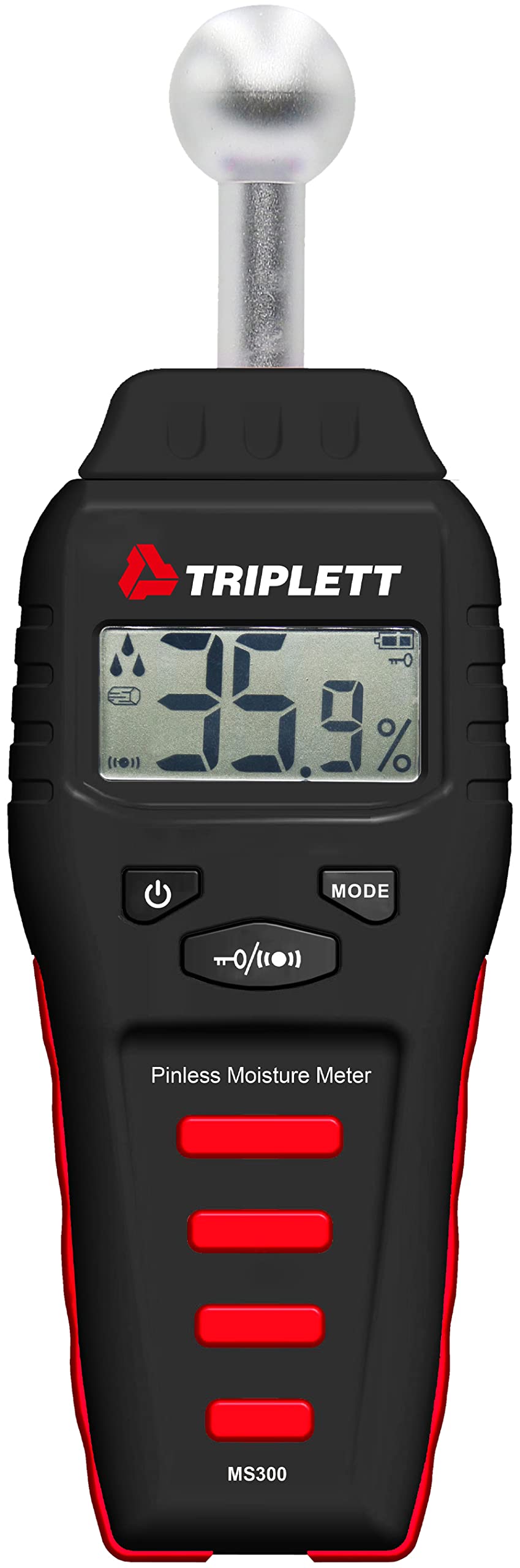 Triplett MS300 Pinless Moisture Meter for Wood, Drywall, Concrete - Digital Water Detector with Audible Alarm - Perfect for Flooring Installation, Lumber Inspection & Home Renovation Projects