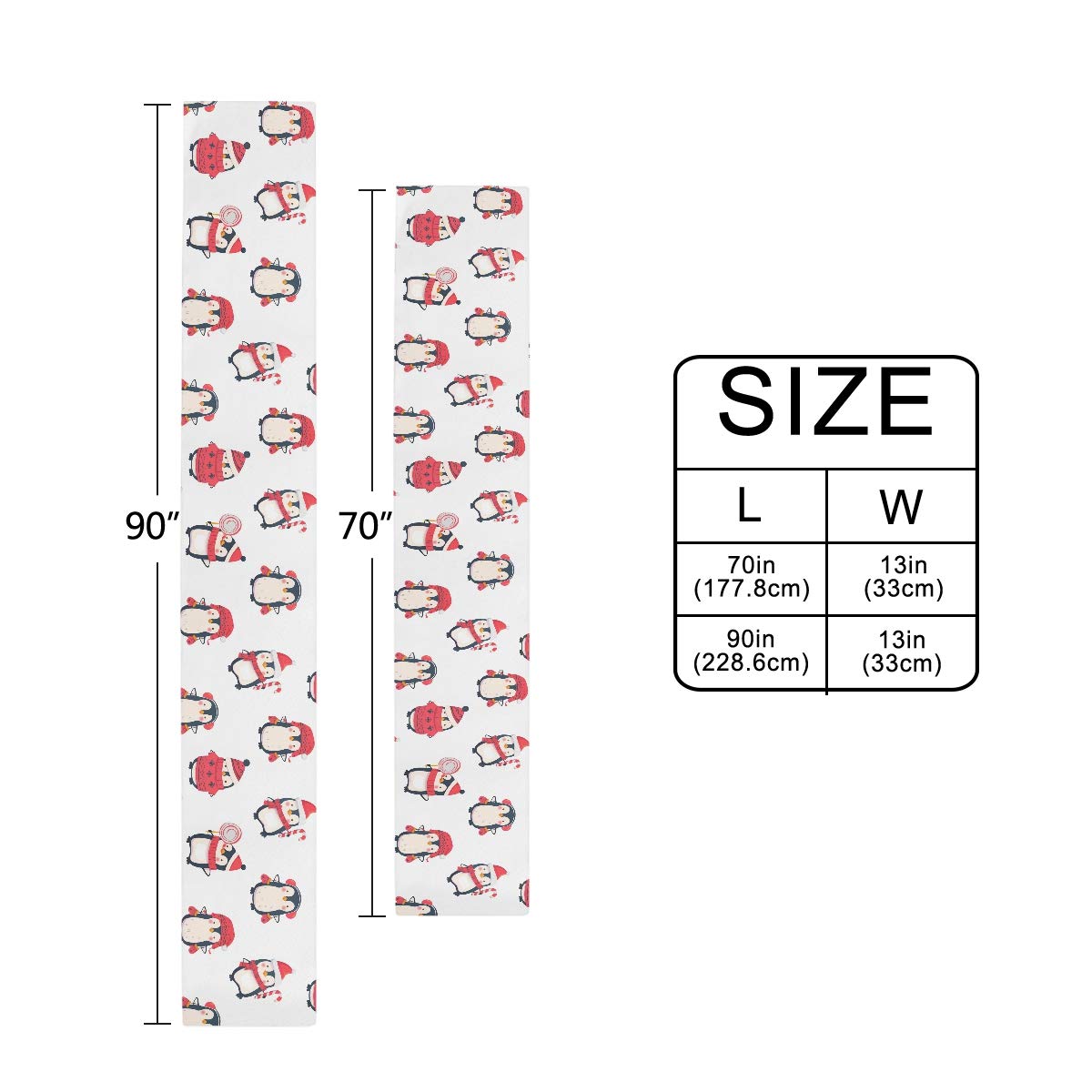 Festive Christmas Penguin Table Runner 13x90 Inch - Cute Animal Design Polyester Tablecloth for Dining, Kitchen, Office, Wedding & Party Decor - Perfect for Holiday Home Decor and Coffee Table Settings