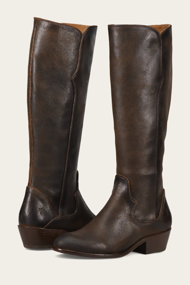 Premium Carson Piping Tall Wide Calf Boots - Pre-Owned & Authentic | Perfect for Winter Fashion, Office Wear & Outdoor Activities