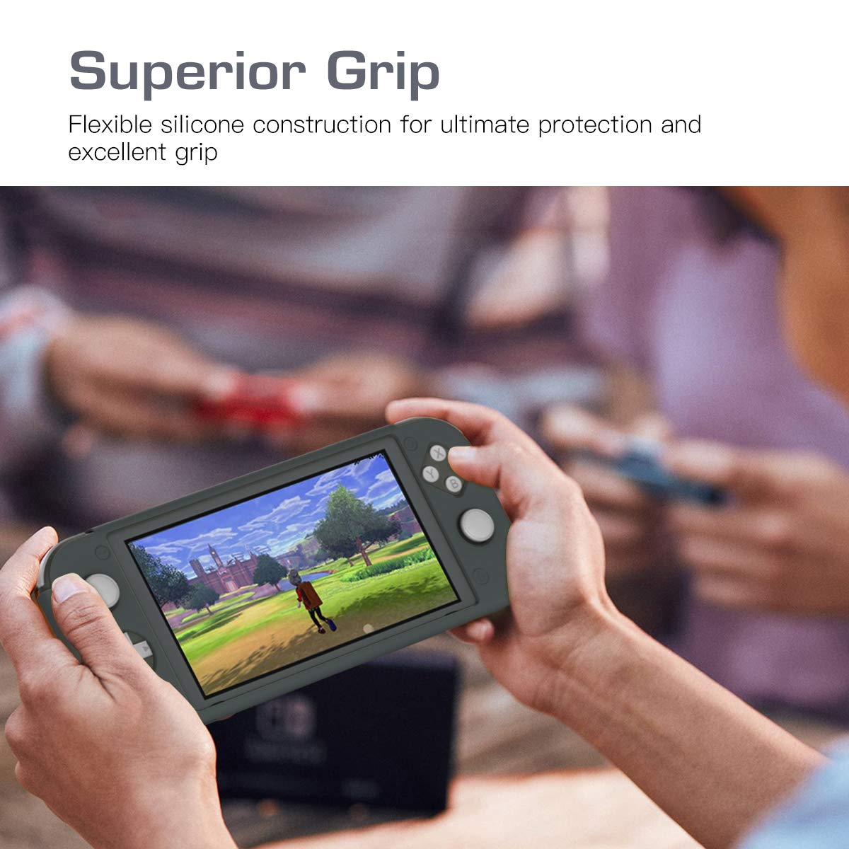 MoKo Silicone Protective Case for Nintendo Switch Lite - Shock-Absorption, Anti-Scratch & Non-Slip Cover (Gray) | Perfect for Gaming On-The-Go, Travel Protection & Everyday Use