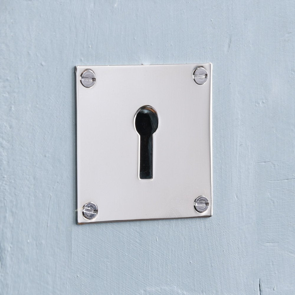 Polished Nickel Square Escutcheon Plate - Premium Bathroom & Door Hardware for Modern Homes - Perfect for Faucet Installation and Door Knob Enhancement