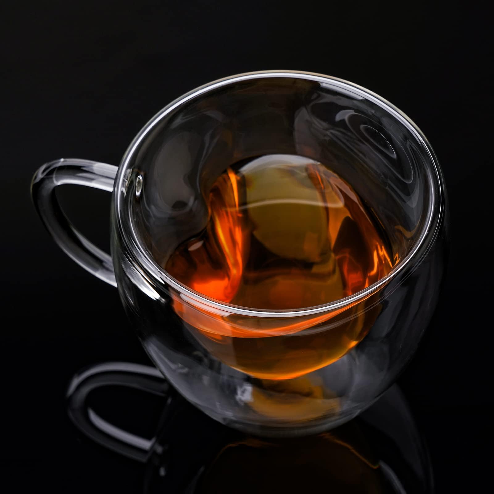 Heart Shaped Double Walled Insulated Glass Coffee Mugs - 8oz Clear Glass Tea Cups for Hot & Cold Drinks - Perfect for Valentine's Gifts, Romantic Dates & Cozy Home Coffee Time