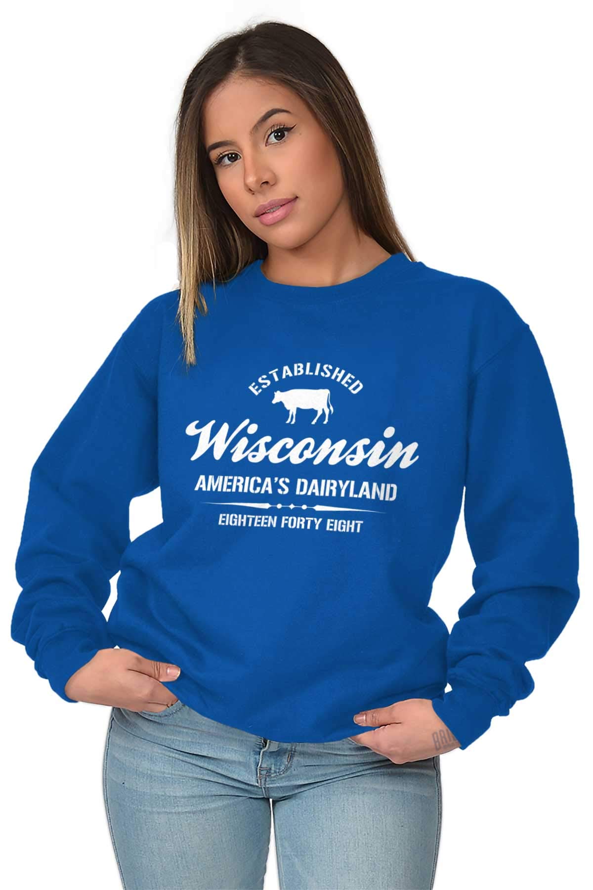 Classic Teaze Wisconsin America's Dairyland State Sweatshirt for Men & Women - Comfortable Unisex Pullover for Casual Wear, College Spirit & Wisconsin Pride