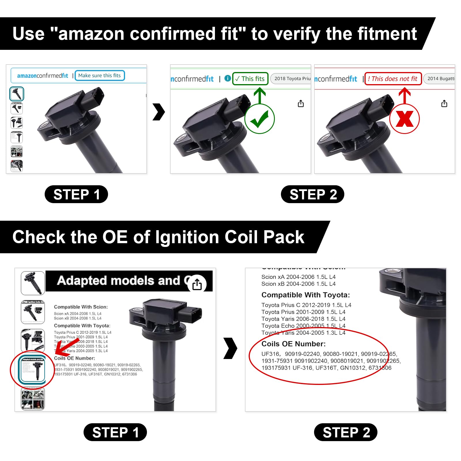 High-Performance Ignition Coil Compatible with Toyota Prius, Echo, Yaris, Scion XA & XB (2000-2010) - 1.5L Coil Pack Replacement for UF316, 90919-02240, UF316T, GN10312 - Perfect for Engine Tune-Up & Smooth Driving
