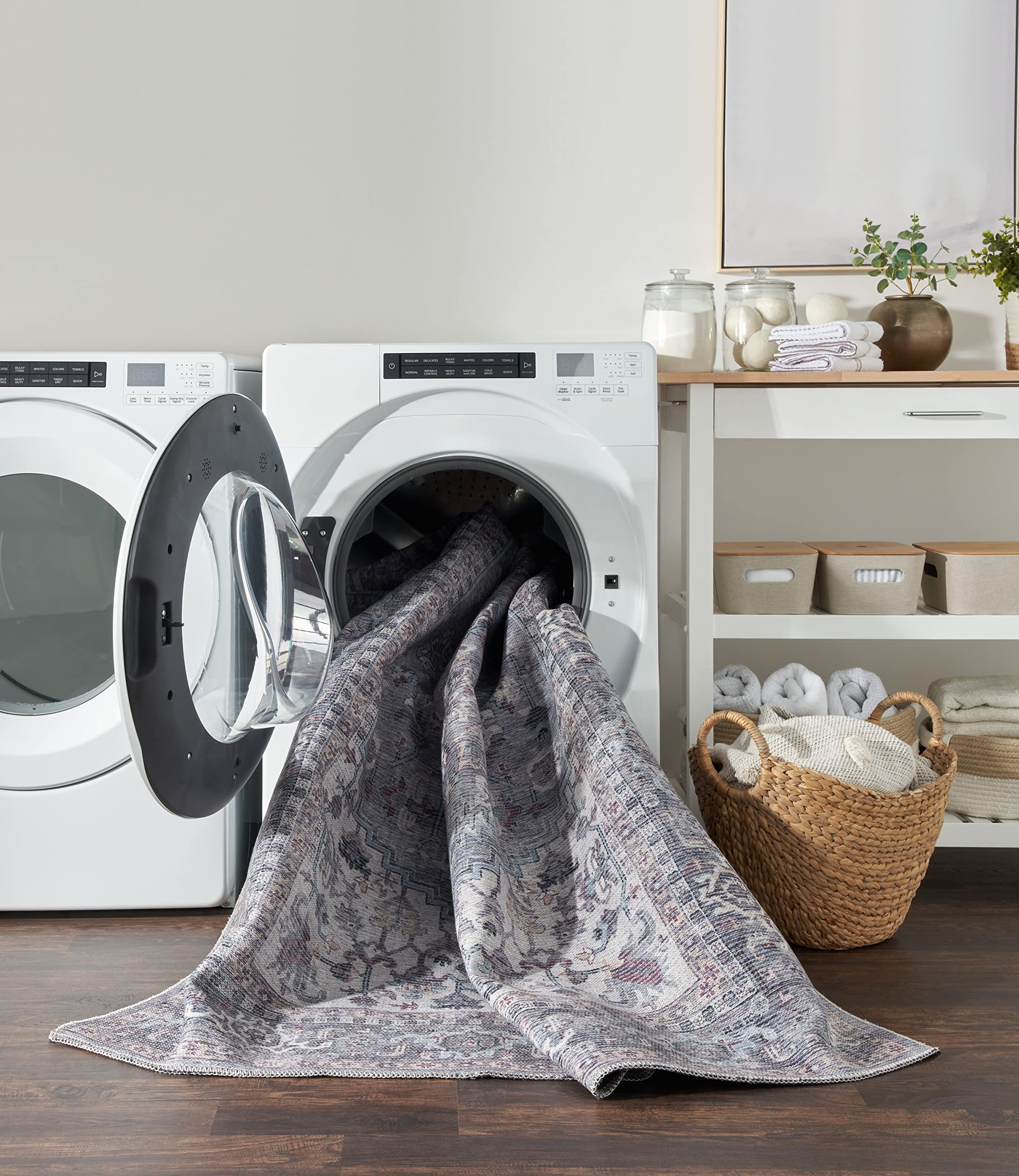 Nicole Curtis Machine Washable Bohemian Light Blue Multi 9'2