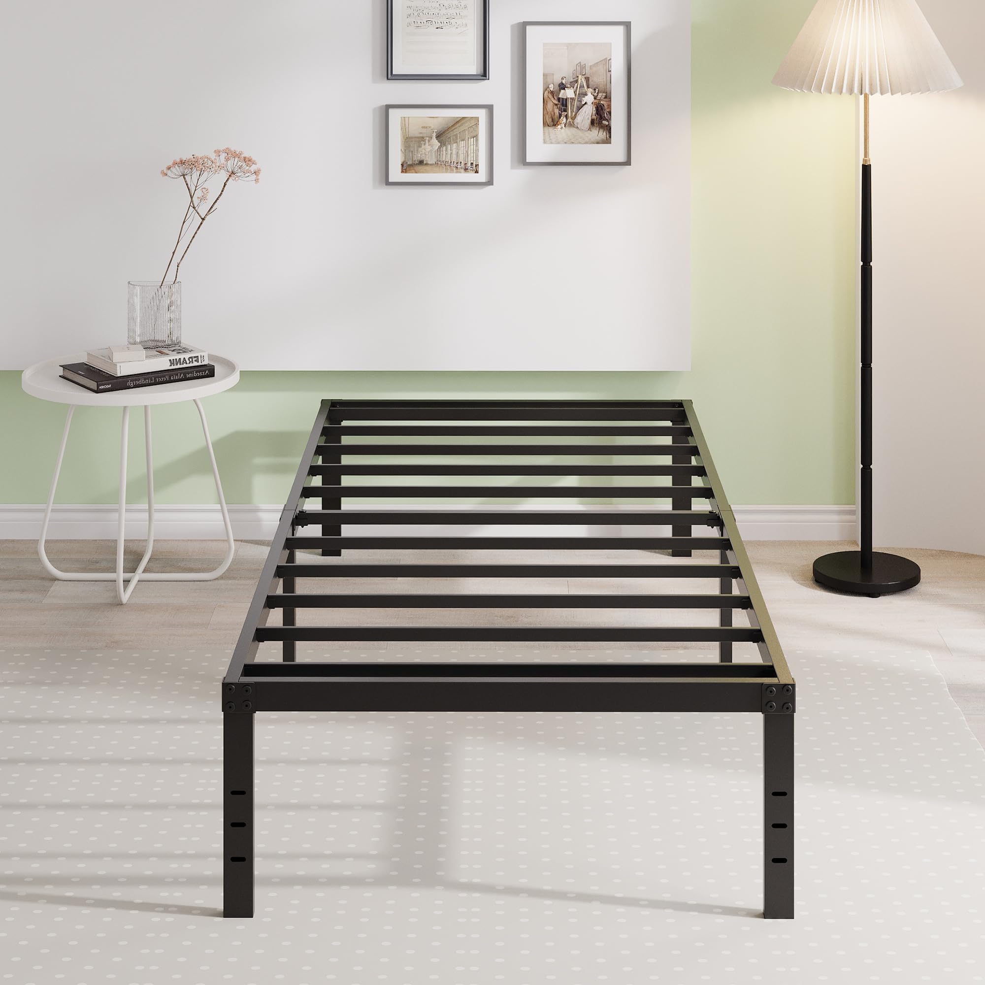 EMODA 16 Inch Heavy Duty Metal Platform Bed Frame for Twin XL - No Box Spring Needed, Noise Free & Easy Assembly - Black - Perfect for Dorms, Apartments & Guest Rooms