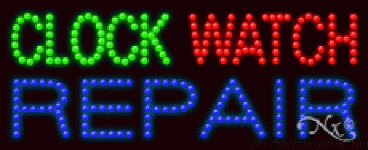 Clock Watch Repair LED Sign - High Impact & Energy Efficient Light for Jewelry Stores, Watch Shops & Repair Services