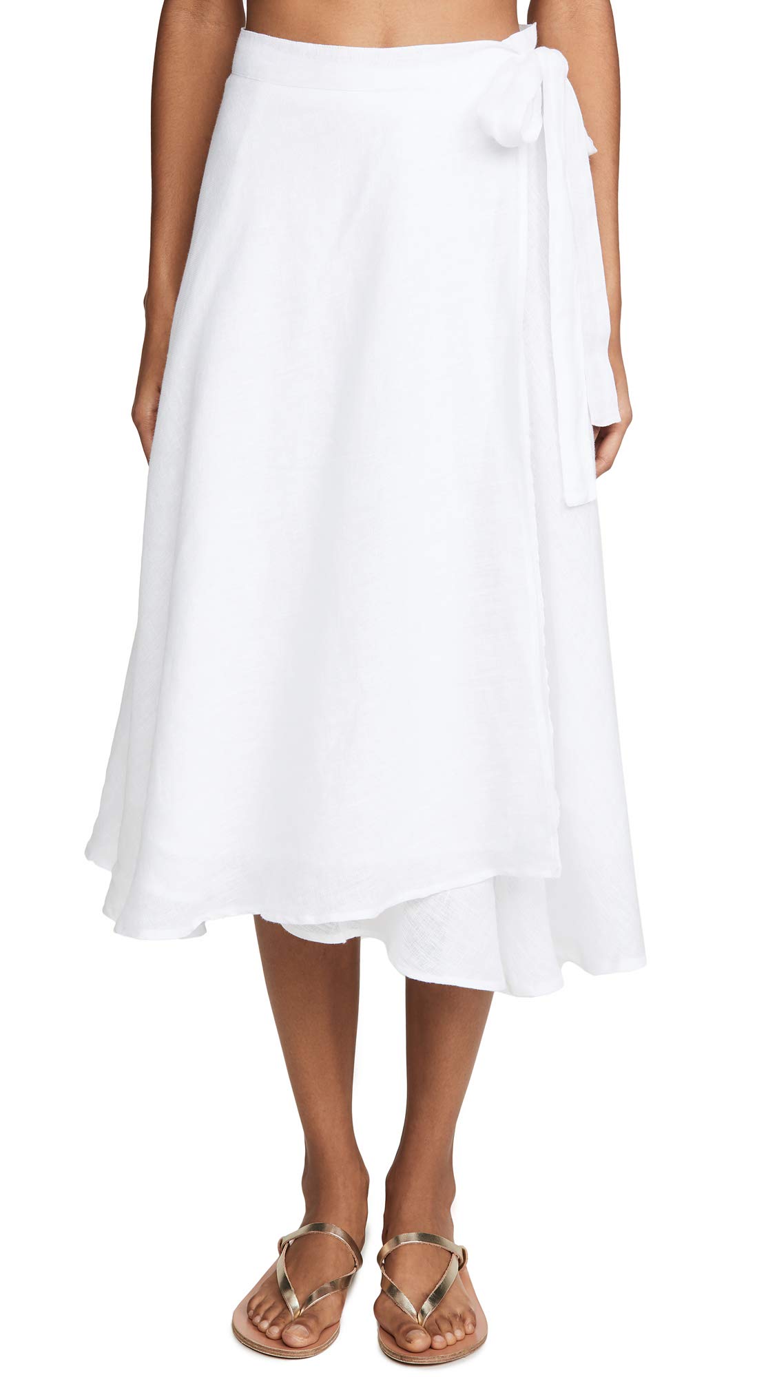 Vitamin A Women's Lana Skirt - Eco-Linen Gauze White Medium One Size - Perfect for Beach Vacations, Summer Outings & Boho Chic Style