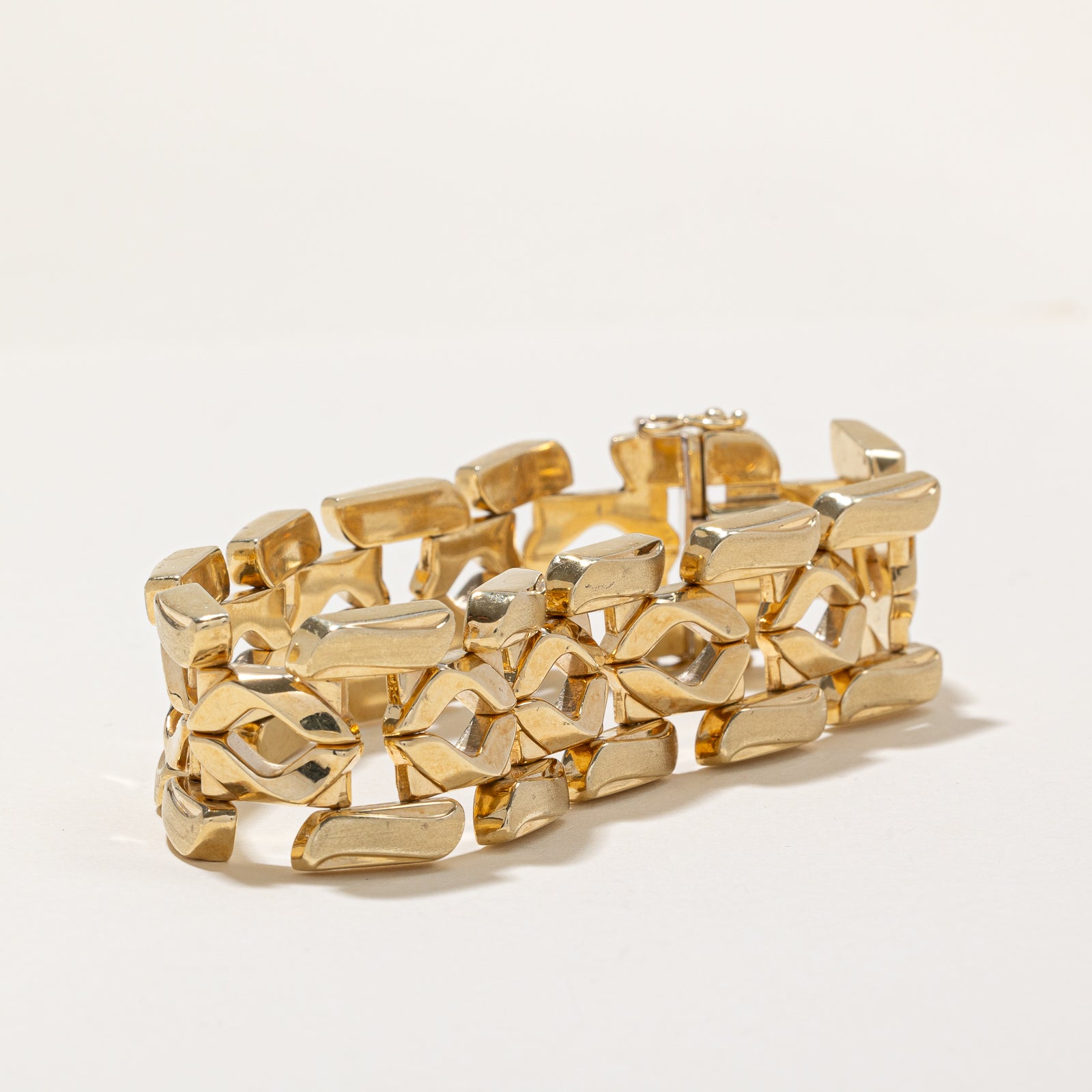14K Yellow Gold Ornate Bracelet for Women - 20.85mm Wide, 7.5 Inches Adjustable - Elegant Handmade Jewelry for Parties, Weddings & Special Occasions