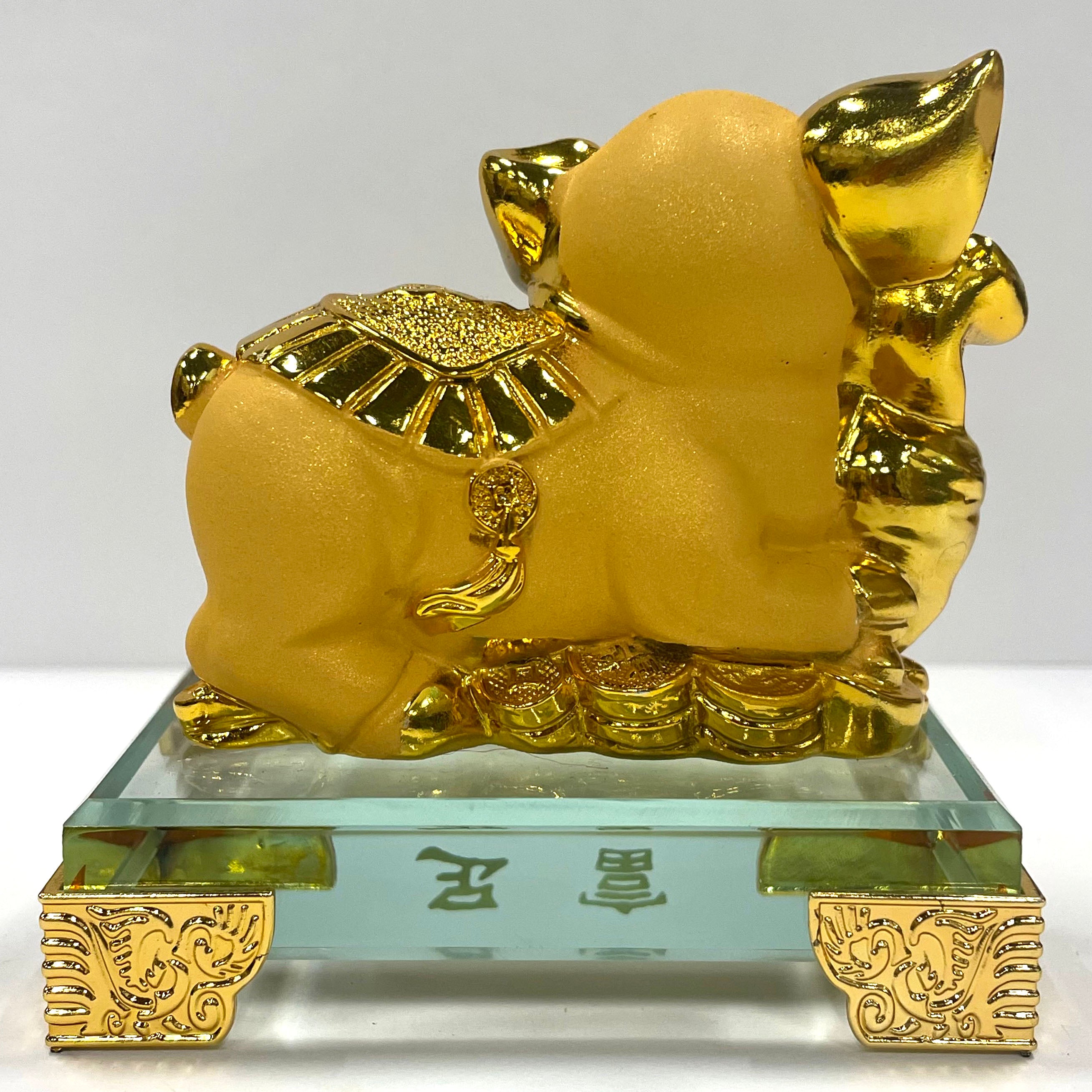 Chinese New Year Zodiac Glass Figurine - Lucky Pig Statue for Home Decor & Collectible Gift | Perfect for Lunar New Year Celebrations, Office Desk Display & Feng Shui Decorations