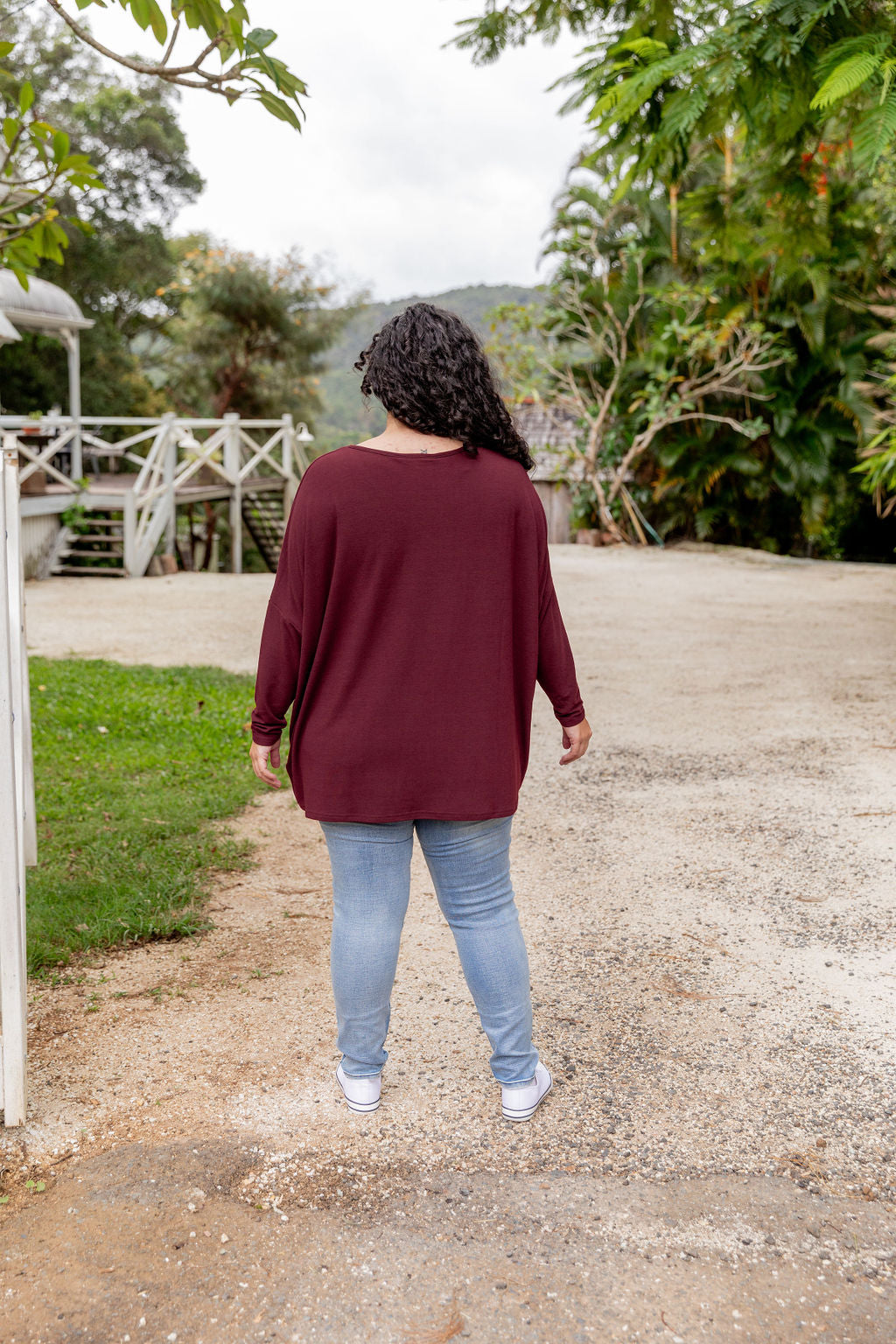 Harlow Knit Top Women's Long Sleeve Merlot Wine Red Pullover Sweater - Perfect for Fall Layering, Office Wear & Casual Outfits