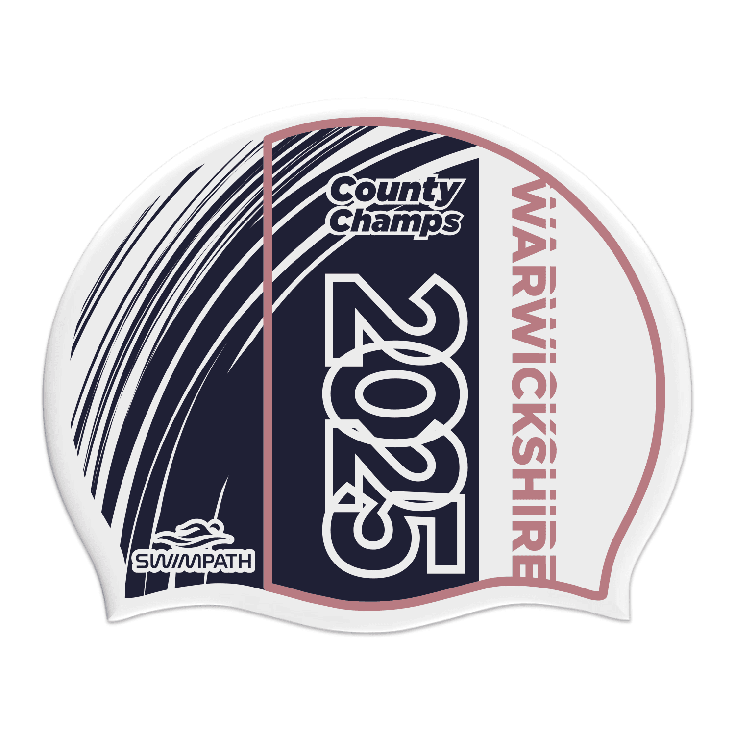 Warwickshire County Championships 2025 Silicone Suede Swimming Cap - White | Competition Swim Cap for Professional & Training Use