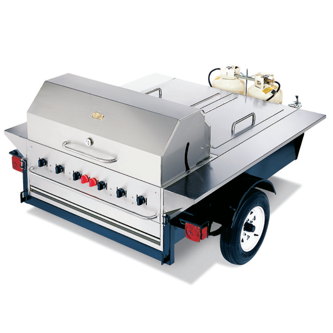 Crown Verity 69 Tailgate BBQ Charbroiler with Storage Compartments - Propane Gas Grill for Outdoor Cooking, Camping, Backyard Parties & Tailgating Events