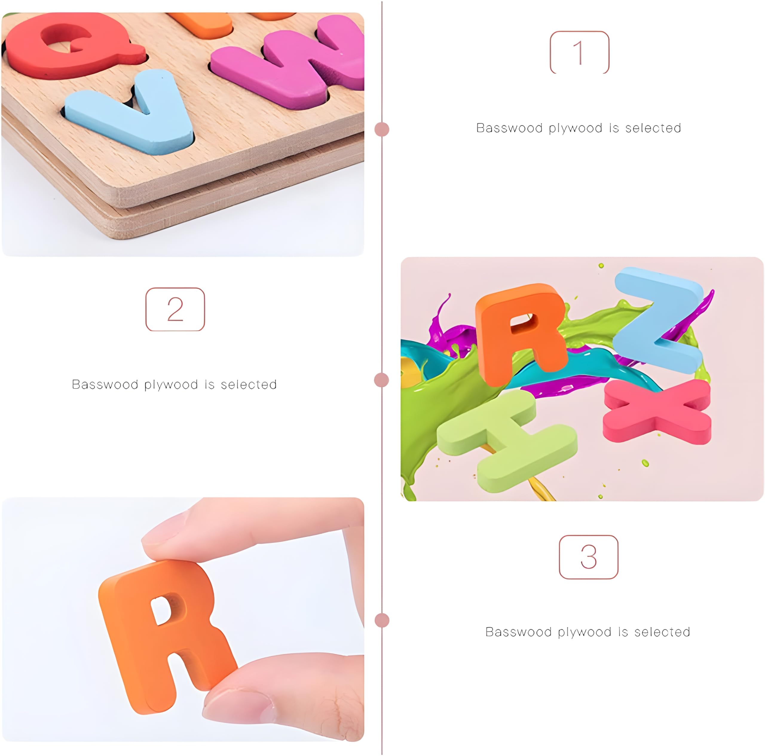 BONIRY Wooden ABC Alphabet, Number & Shape Puzzle Toys for Toddlers Ages 2-4 - Educational Learning Toys for Kids - Perfect Gift for Preschool Boys & Girls - Montessori Classroom & Homeschool Activities