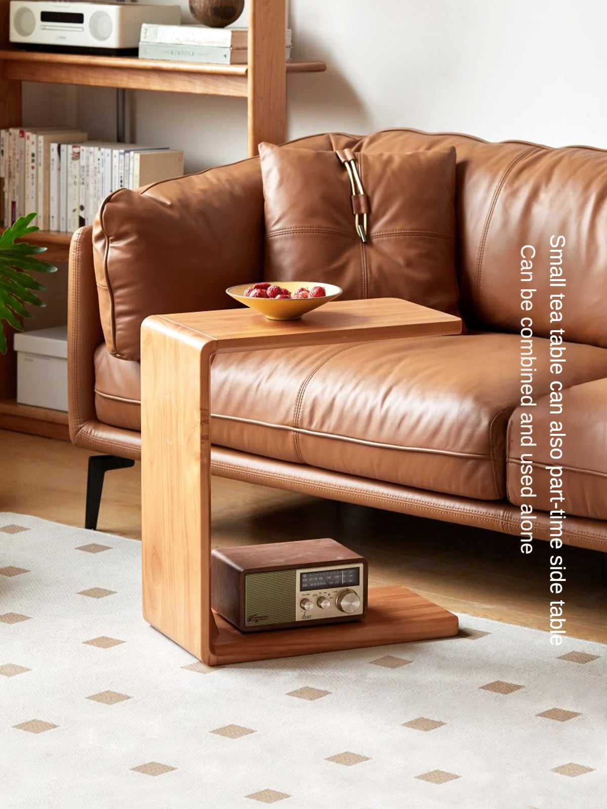 Modern Pine Solid Wood Coffee Table with Rock Plate Design - Stylish and Durable Living Room Furniture for Home Decor
