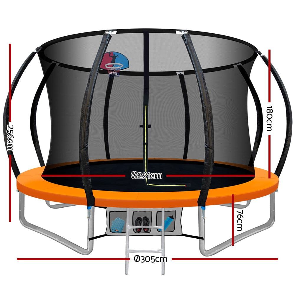Everfit 10FT Round Trampoline with Basketball Hoop - Kids Outdoor Play Equipment with Safety Net & Padding - Perfect Birthday Gift for Children - Great for Backyard, Garden, and Outdoor Family Fun