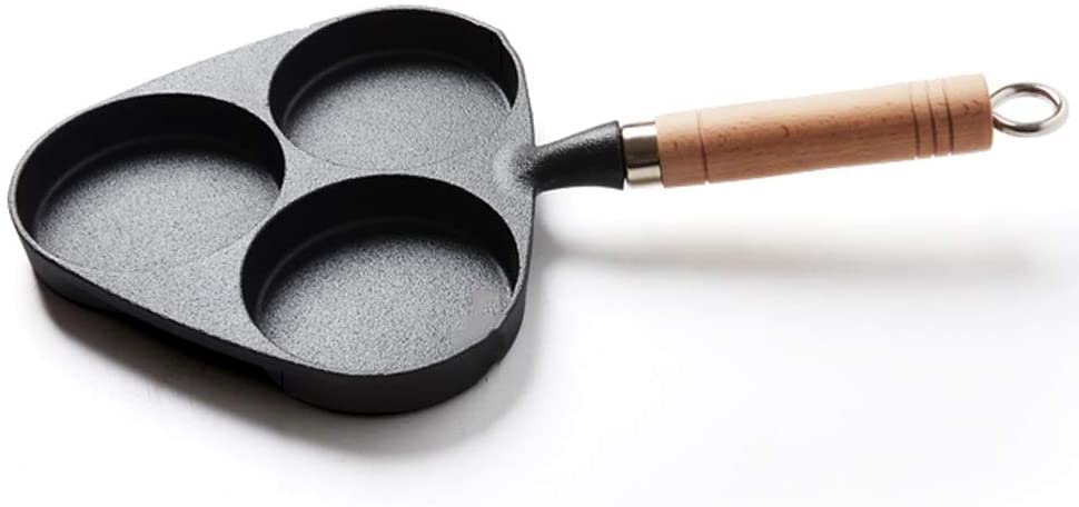 SDGWEG 3-Hole Cast Iron Frying Pan Skillet - Multi-Function Omelette, Egg, Burger & Pancake Pan - Heavy Duty Household Cookware for Stovetop, Oven & Camping Use