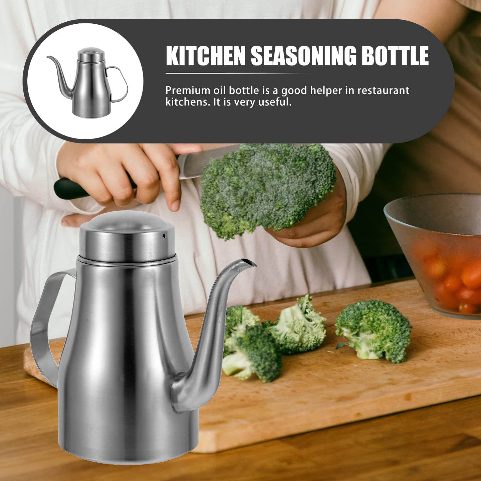 CALLARON Stainless Steel Oil Dispenser Bottle - Kitchen Seasoning Container for Olive, Vegetable & Cooking Oil - Durable & Portable Metal Oil Bottle for Home, Restaurant & Outdoor Cooking