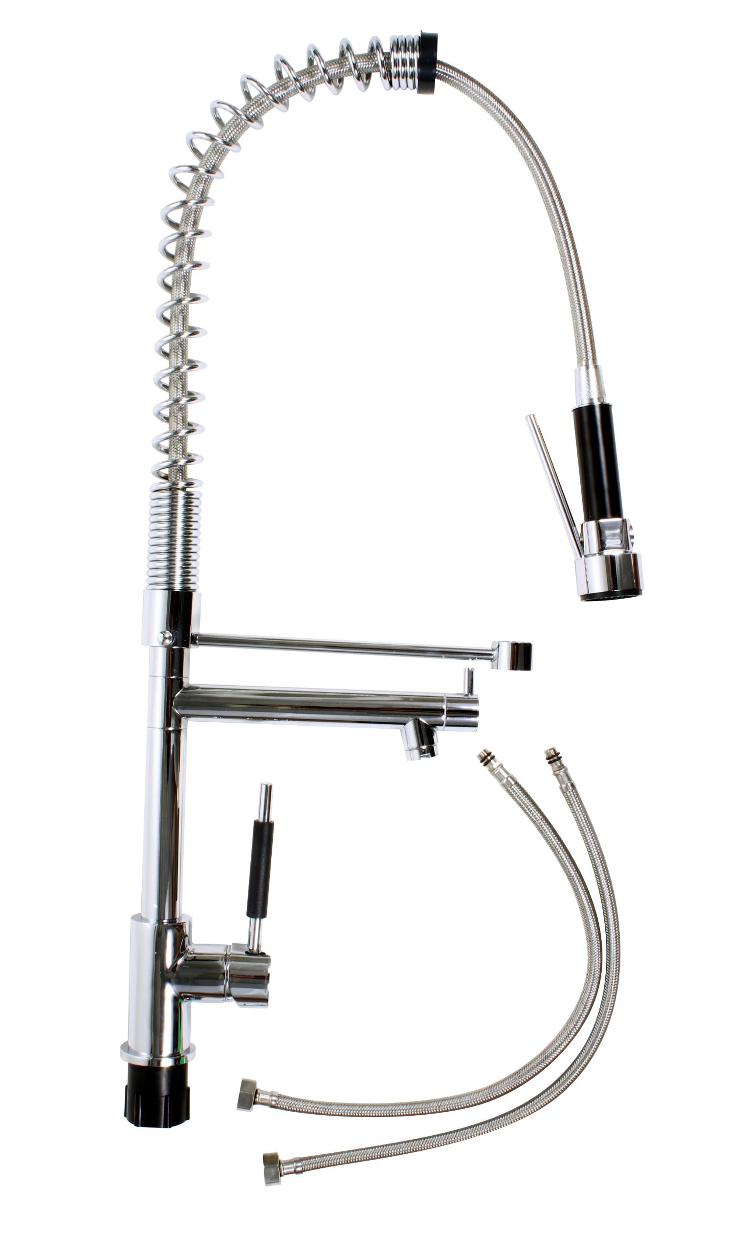 Premium Chrome Solid Brass Pull Down Spray Kitchen Faucet - Modern Mixer Tap with High Arc Spout for Washing Dishes & Food Prep | Ideal for Home, Restaurant & Commercial Use